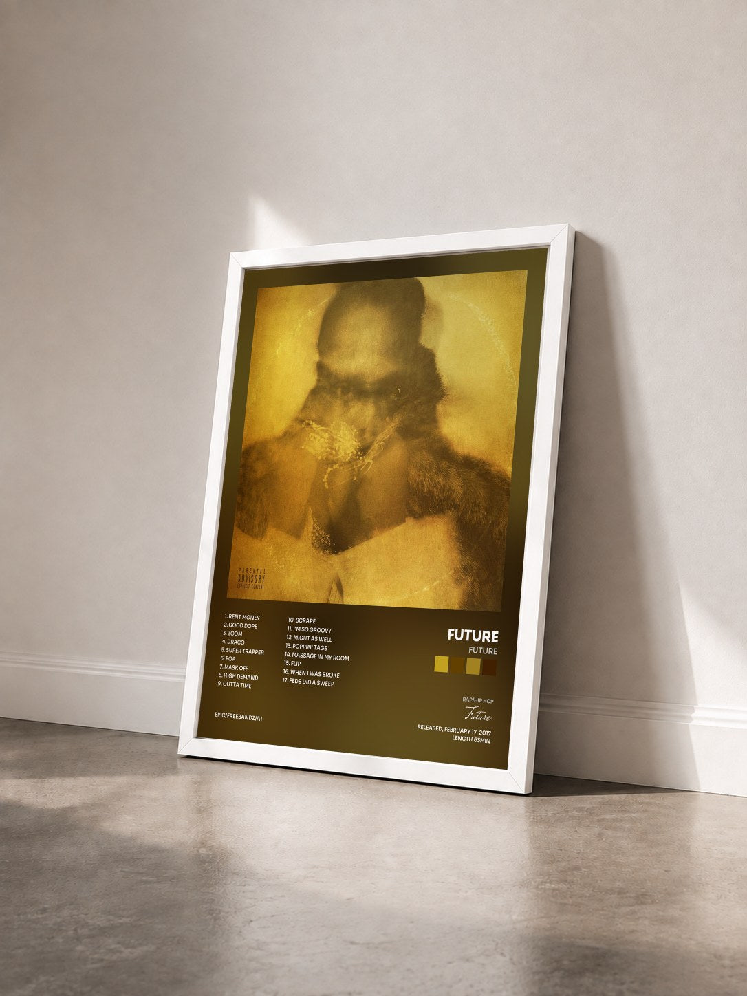 #blanc FUTURE by Future as a framed art print seen at an angle, white frame