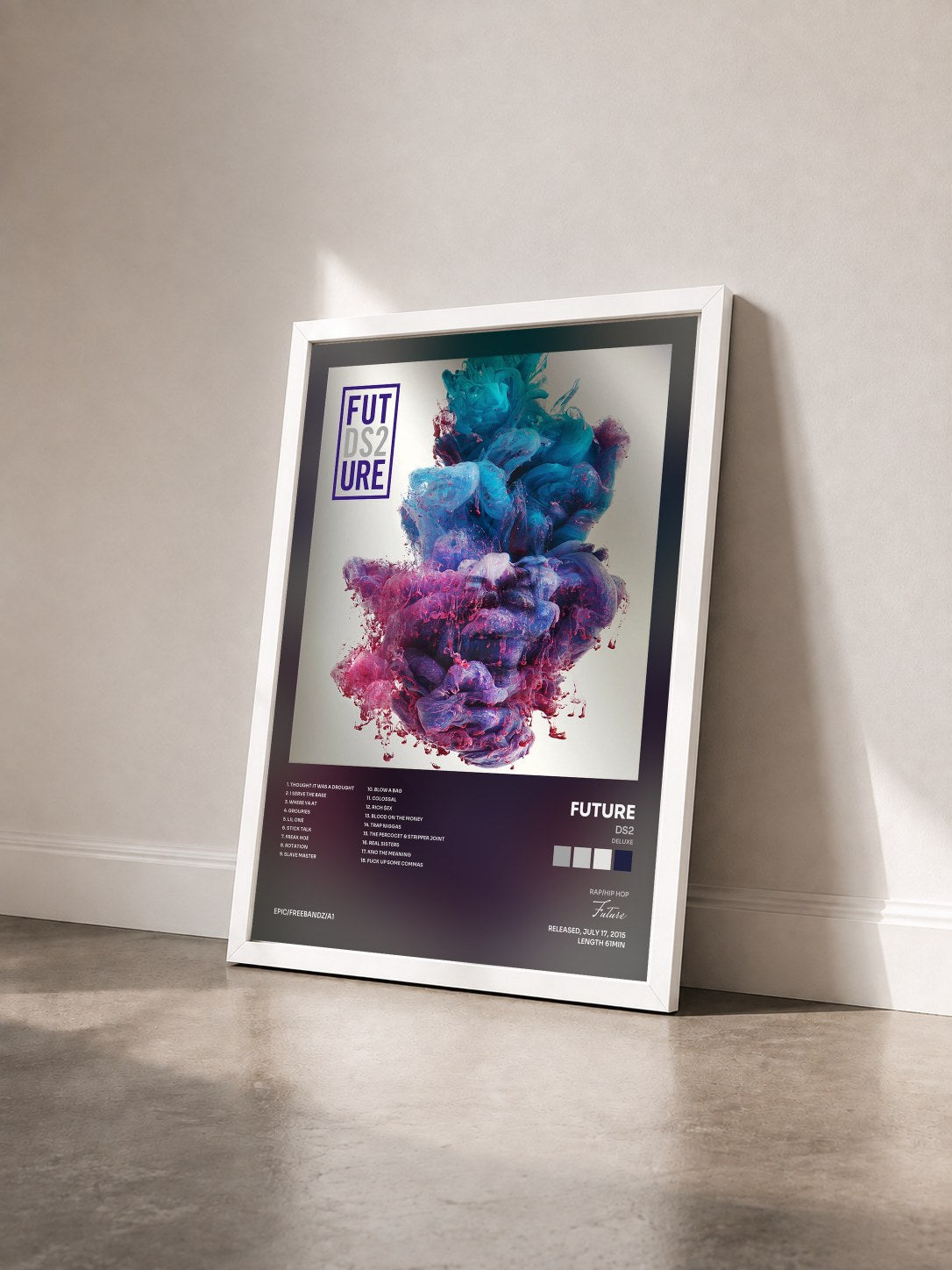 #blanc Tableau de l'album DS2 (Deluxe) de Future vu de trois quarts, cadre blanc