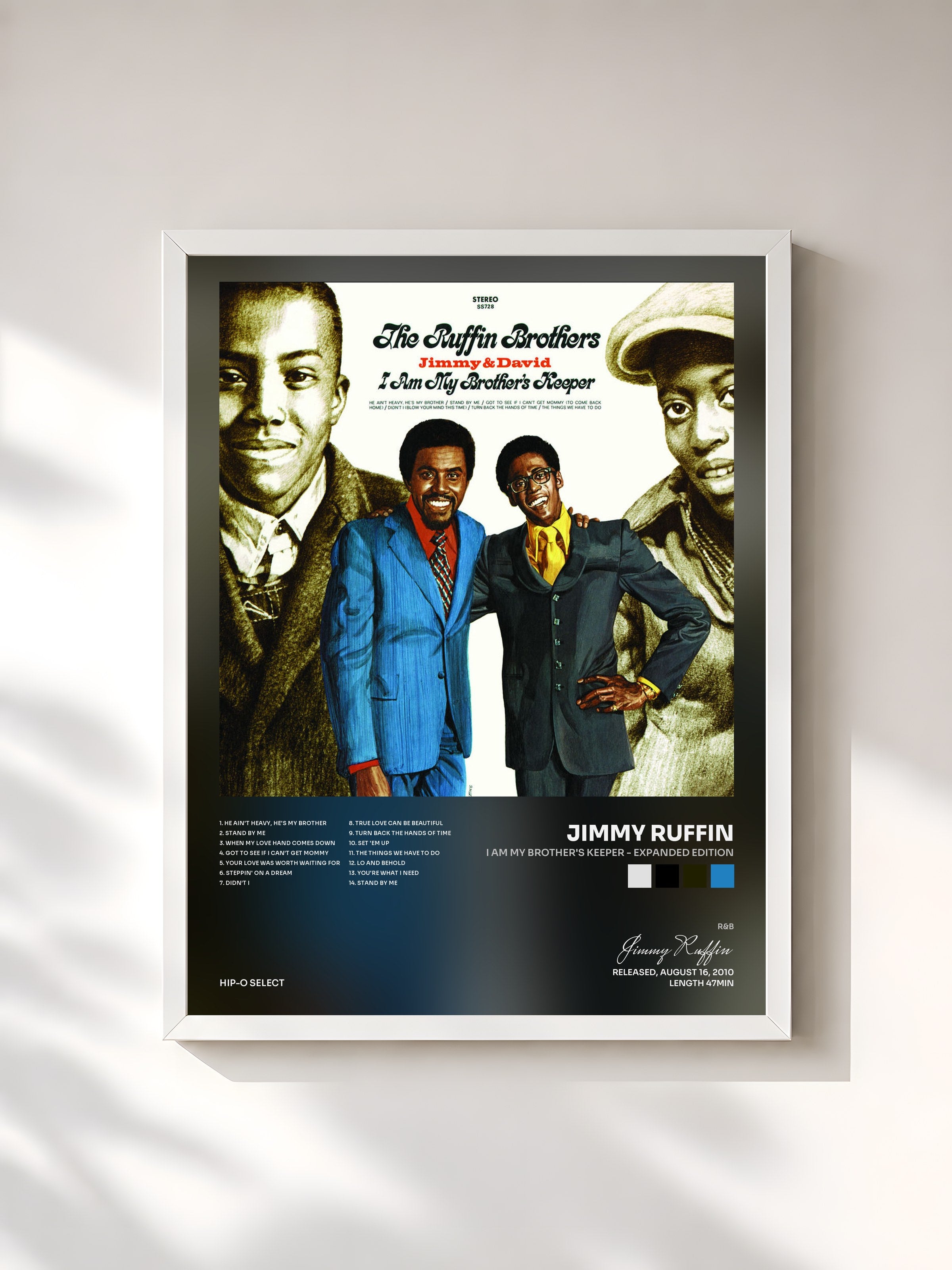 #blanc Tableau de l'album I Am My Brother's Keeper - Expanded Edition de Jimmy Ruffin, cadre blanc, imprimé et encadré en France
