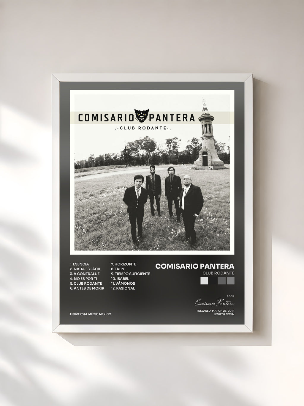 #blanc Club Rodante by Comisario Pantera as a framed art print, white frame, printed and framed in France