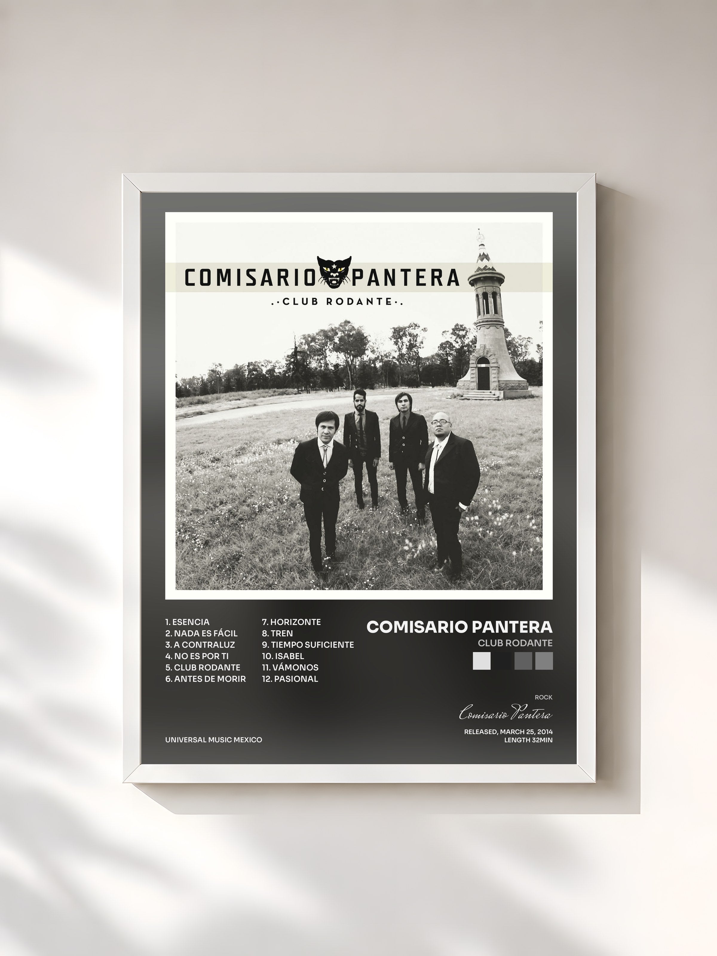 #blanc Tableau de l'album Club Rodante de Comisario Pantera, cadre blanc, imprimé et encadré en France