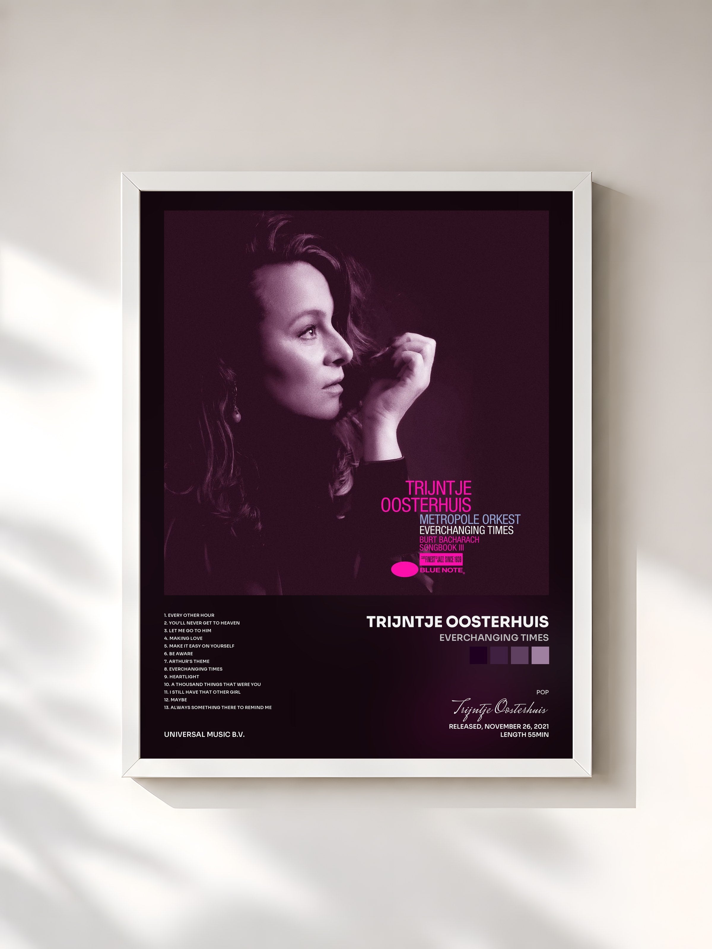 #blanc Tableau de l'album Everchanging Times de Trijntje Oosterhuis, cadre blanc, imprimé et encadré en France