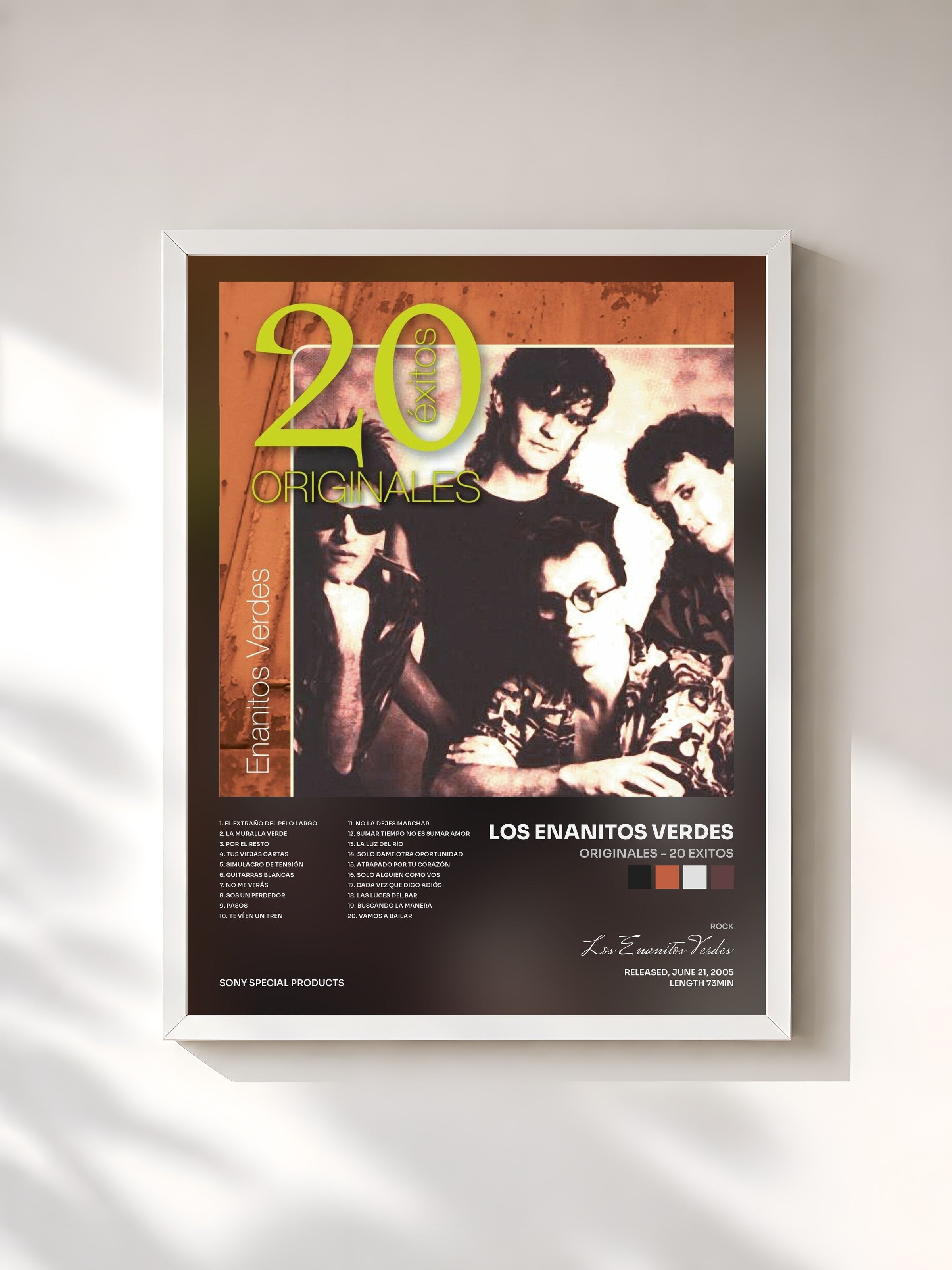 #blanc Tableau de l'album Originales - 20 Exitos de Los Enanitos Verdes, cadre blanc, imprimé et encadré en France