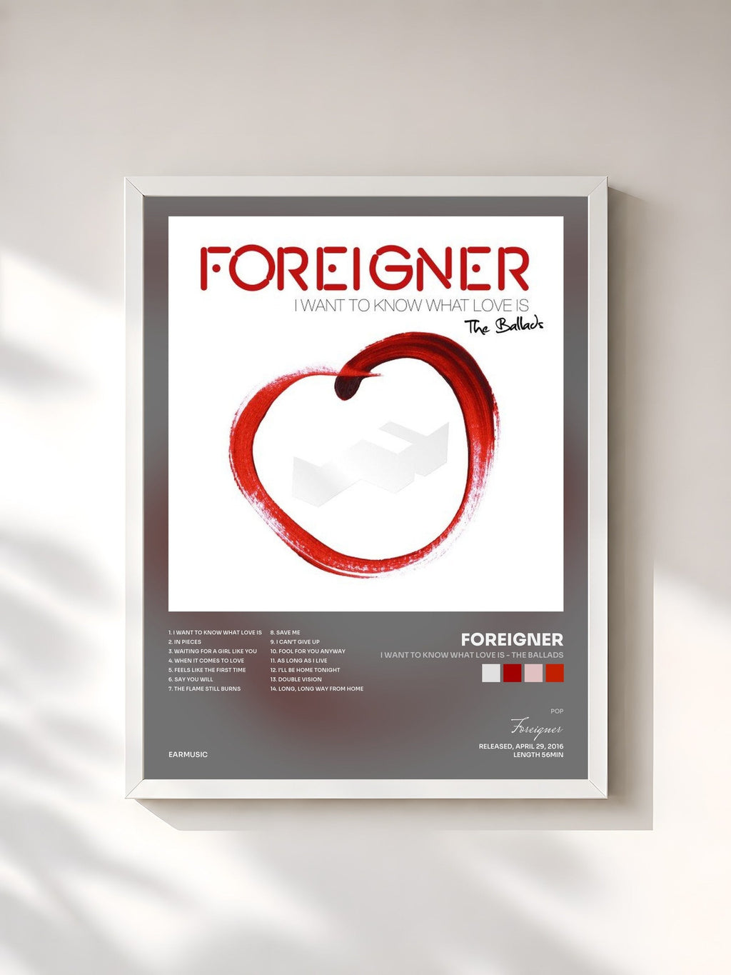 #blanc I Want to Know What Love Is - The Ballads by Foreigner as a framed art print, white frame, printed and framed in France