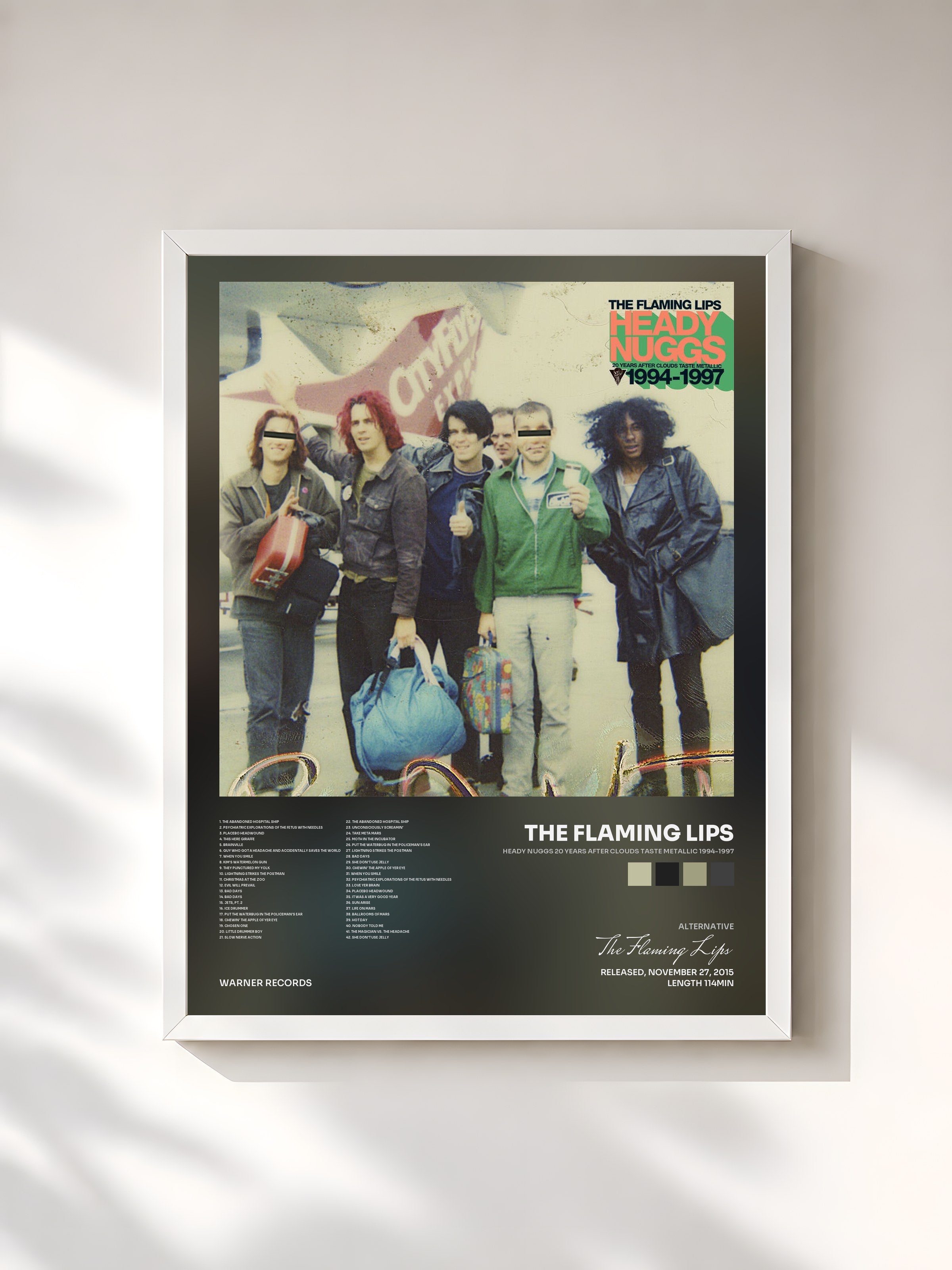 #blanc Tableau de l'album Heady Nuggs 20 Years After Clouds Taste Metallic 1994-1997 de The Flaming Lips, cadre blanc, imprimé et encadré en France
