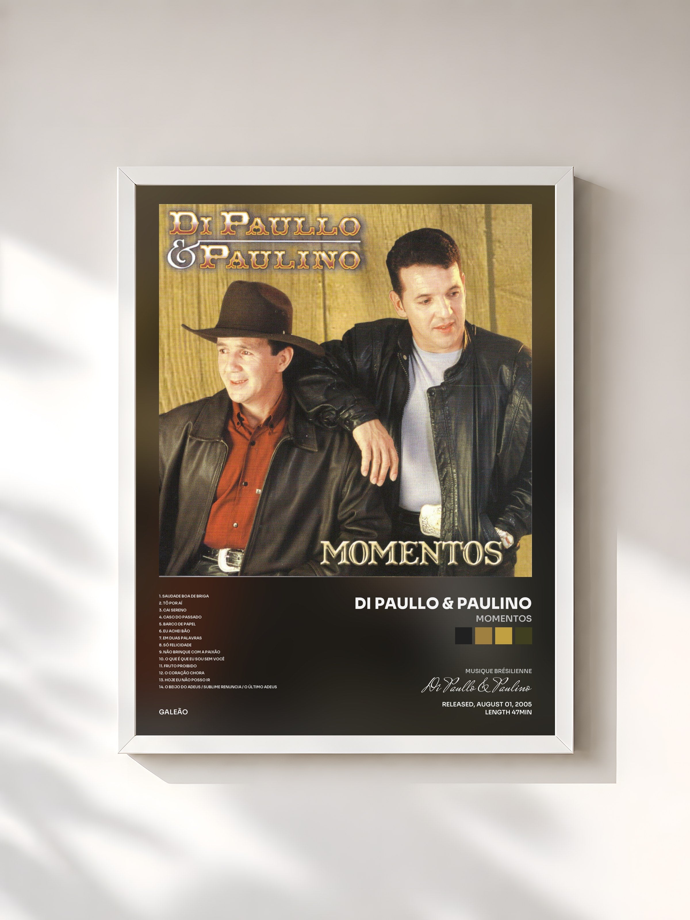 #blanc Tableau de l'album Momentos de Di Paullo & Paulino, cadre blanc, imprimé et encadré en France