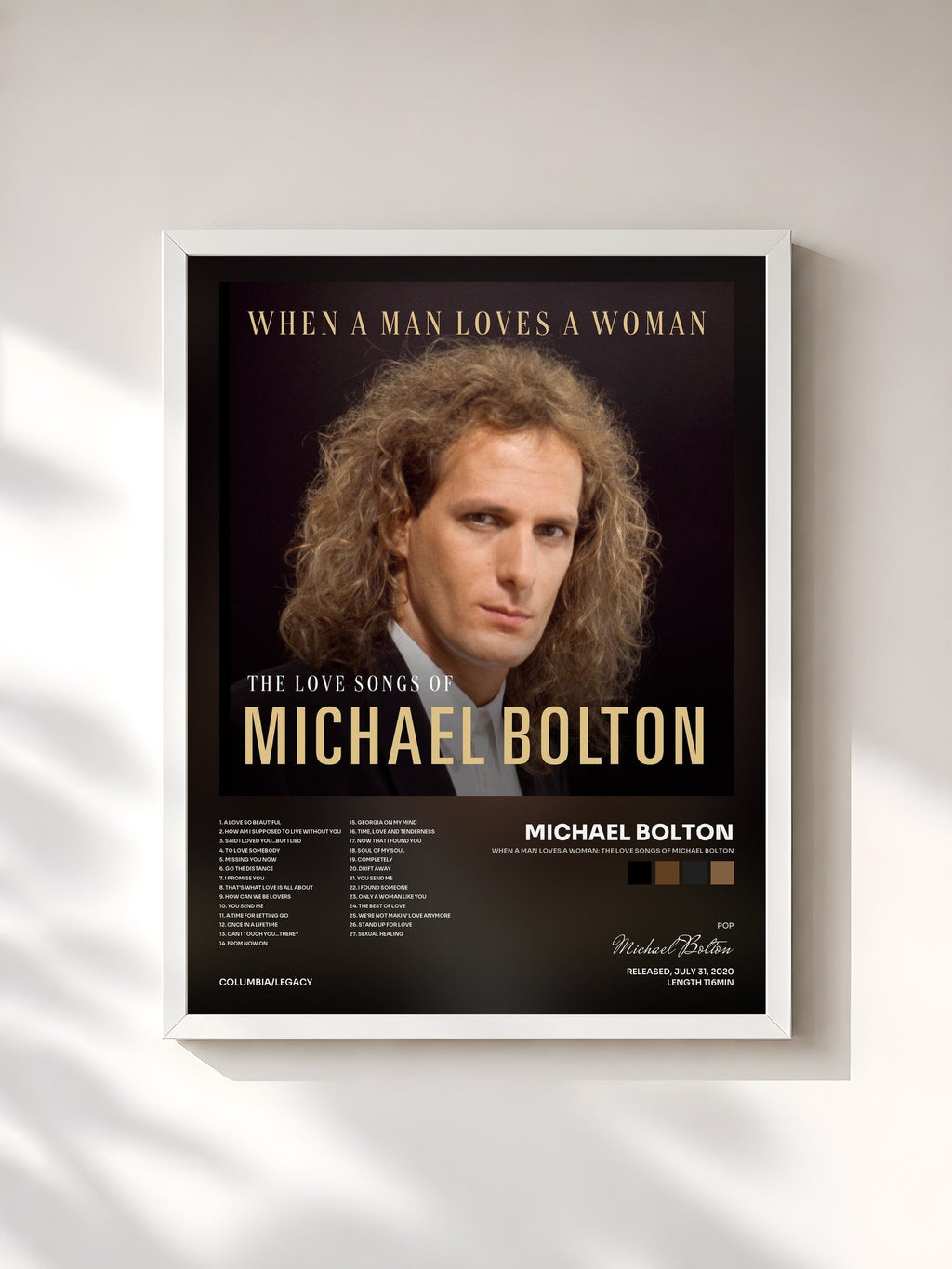 #blanc When A Man Loves A Woman: The Love Songs of Michael Bolton by Michael Bolton as a framed art print, white frame, printed and framed in France