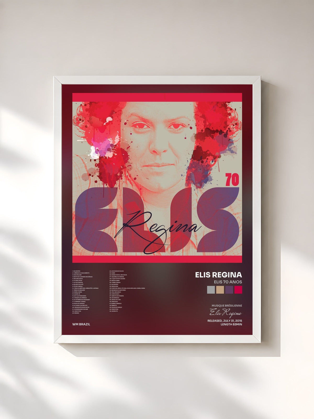 #blanc Tableau de l'album Elis 70 Anos de Elis Regina, cadre blanc, imprimé et encadré en France