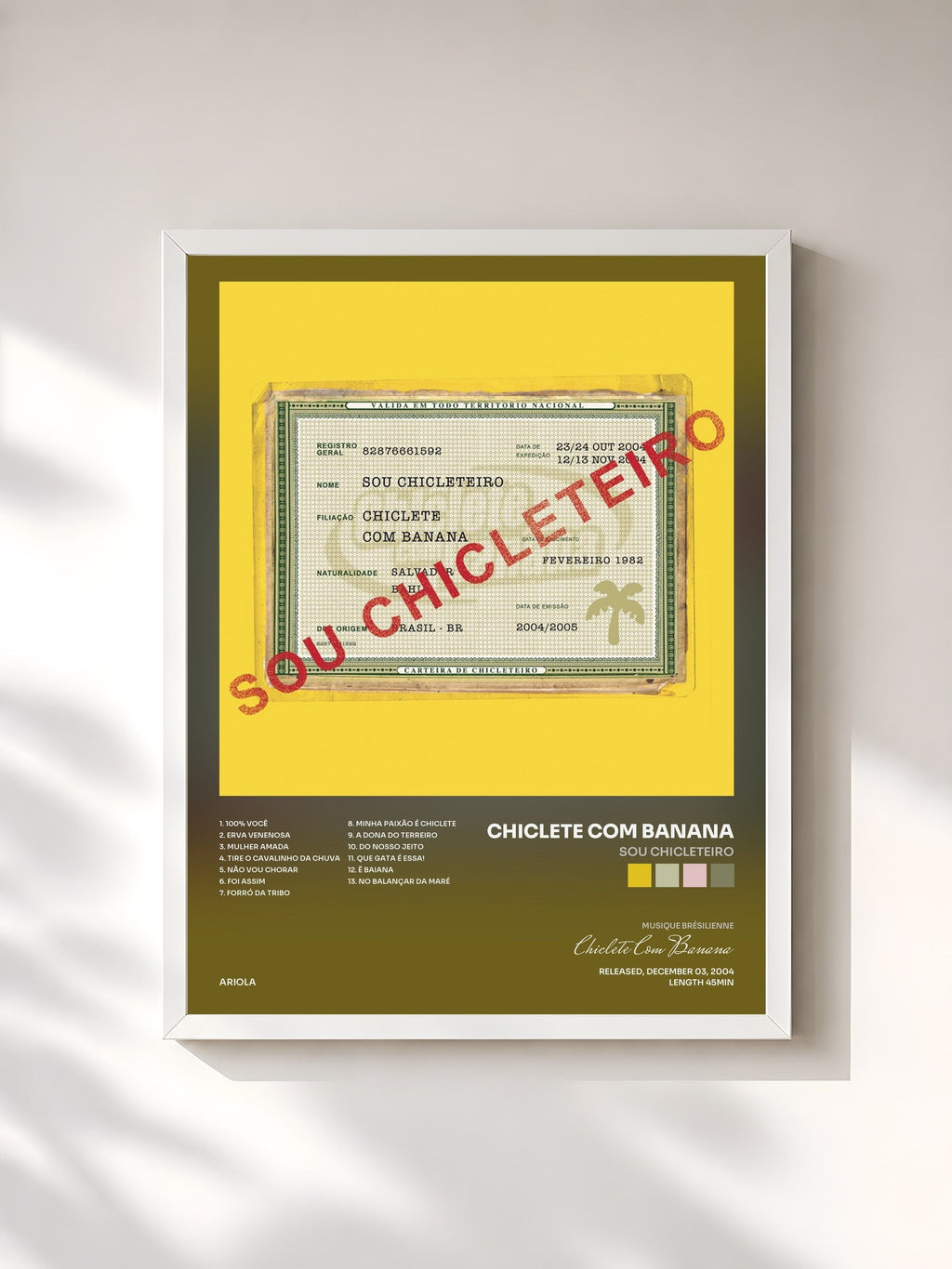 #blanc Sou Chicleteiro by Chiclete Com Banana as a framed art print, white frame, printed and framed in France