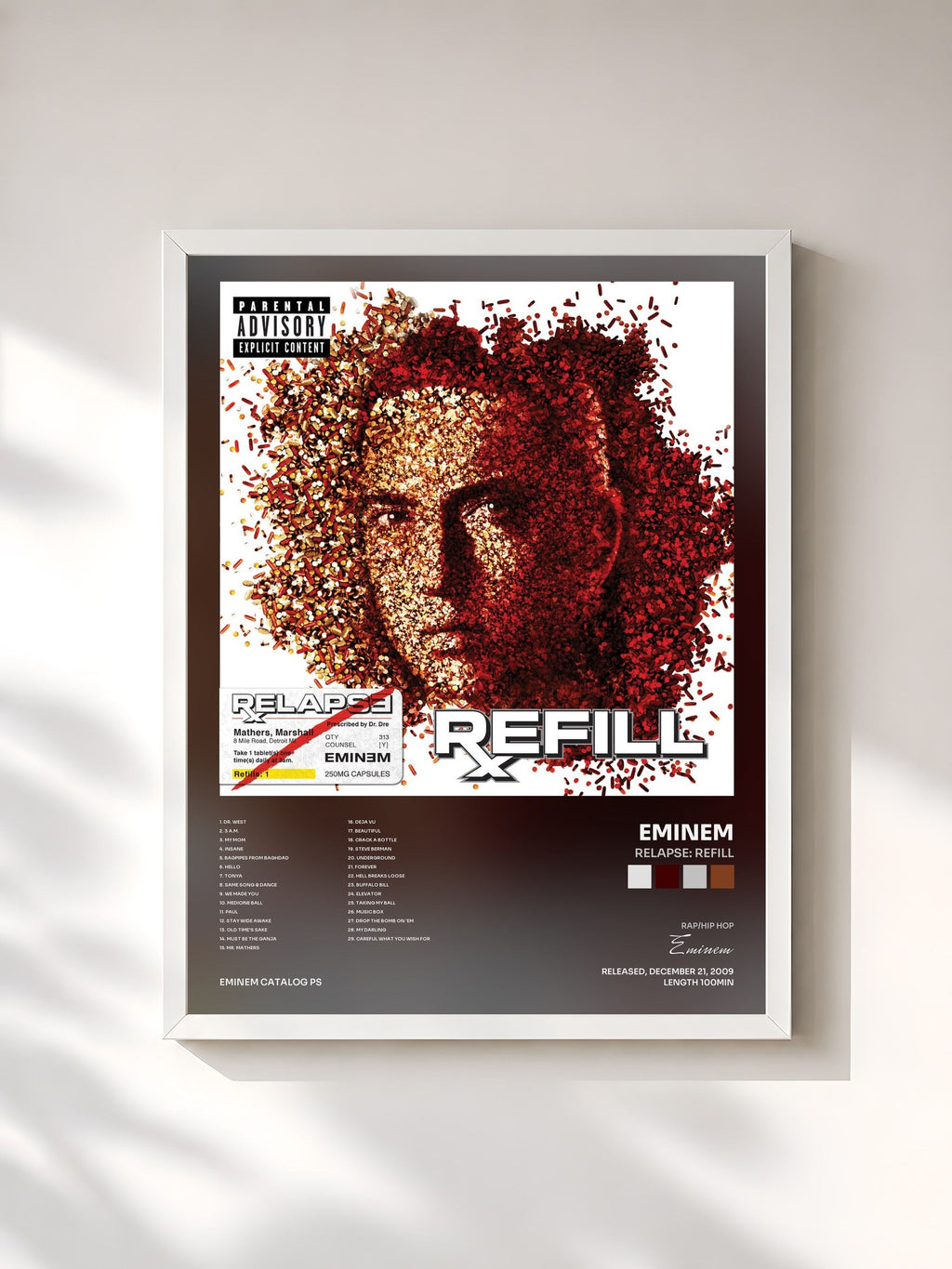 #blanc Relapse: Refill di Eminem in stampa incorniciata, cornice bianca, stampata e incorniciata in Francia