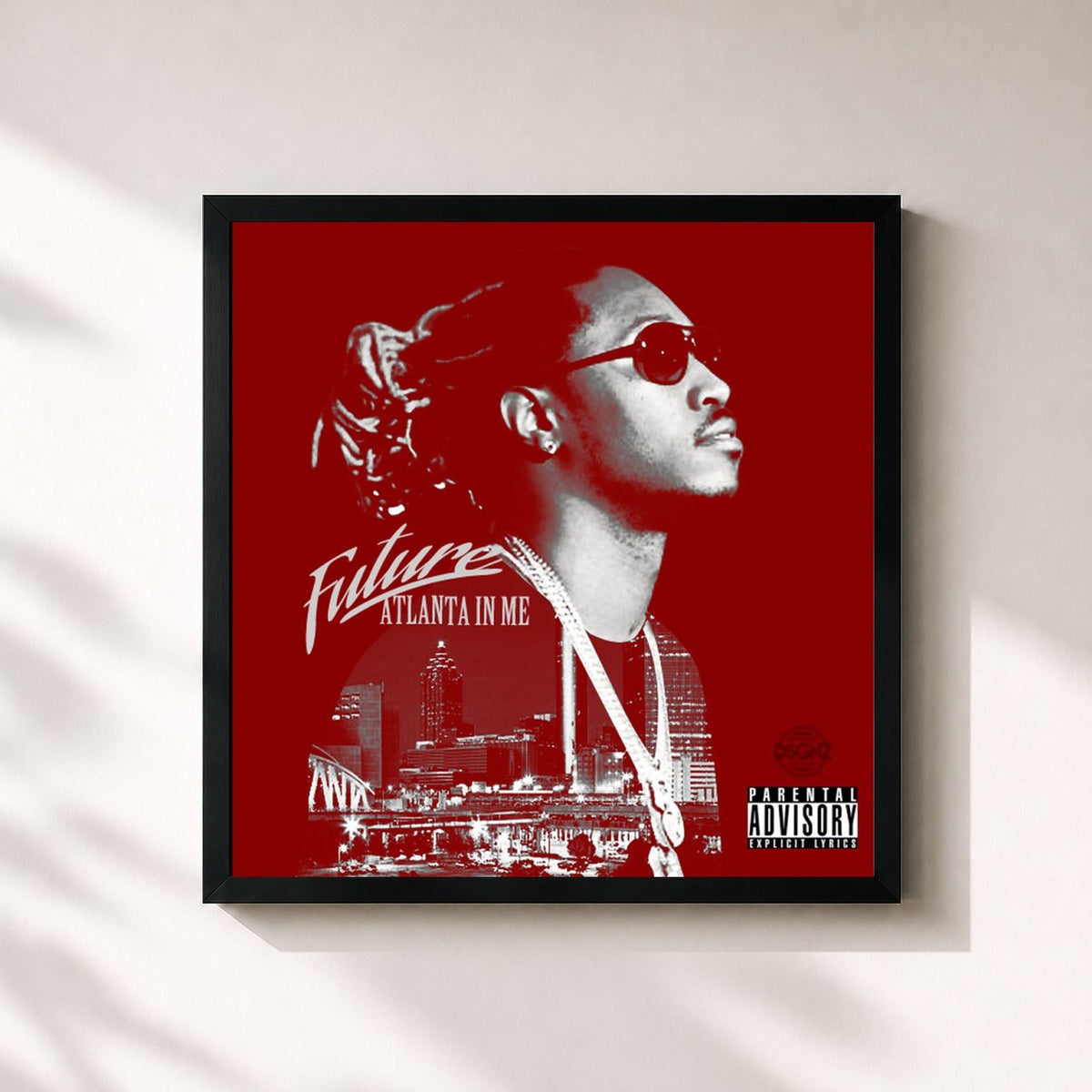 #noir Tableau carré de l'album Atlanta In Me de Future, cadre noir 32x32 cm