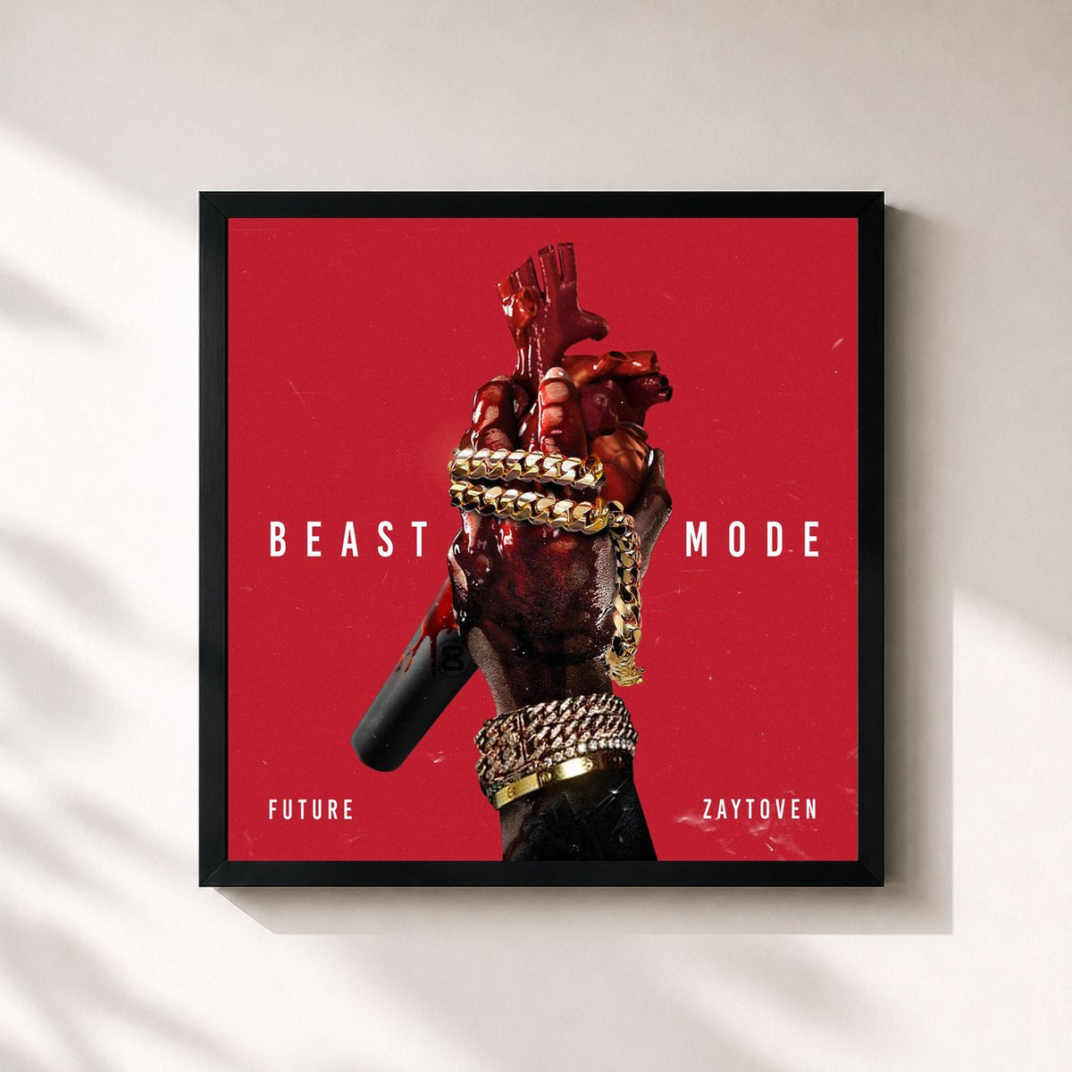 #noir Tableau carré de l'album Beast Mode de Future, cadre noir 32x32 cm