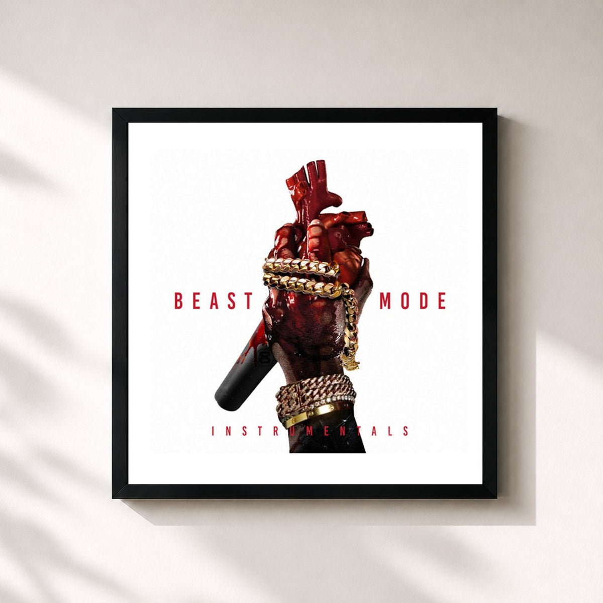 #noir Tableau carré de l'album Beast Mode (Instrumentals) de Future, cadre noir 32x32 cm