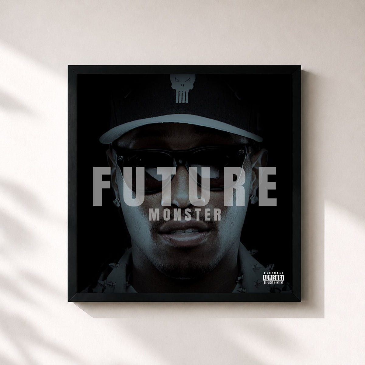 #noir Tableau carré de l'album Monster de Future, cadre noir 32x32 cm
