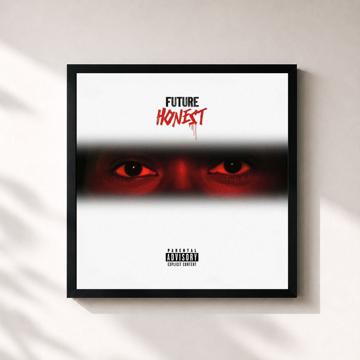 #noir Tableau carré de l'album Honest de Future, cadre noir 32x32 cm