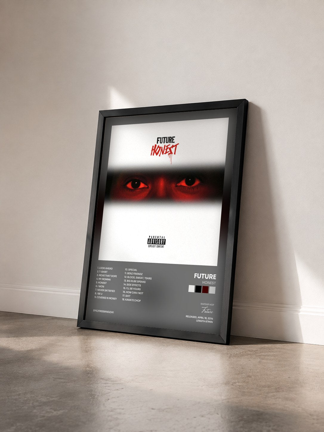 #noir Tableau de l'album Honest de Future vu de trois quarts, cadre noir