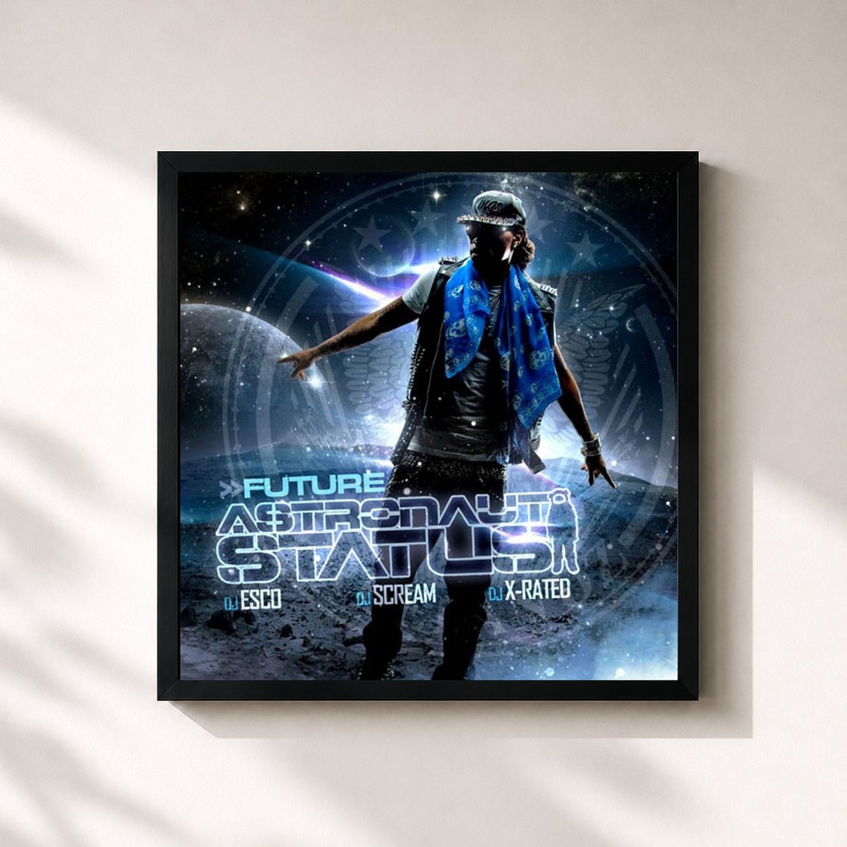 #noir Tableau carré de l'album Astronaut Status de Future, cadre noir 32x32 cm