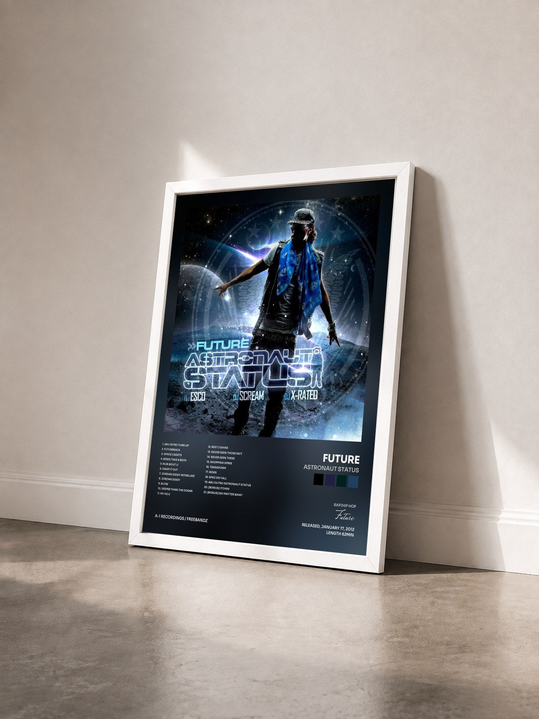 #blanc Tableau de l'album Astronaut Status de Future vu de trois quarts, cadre blanc