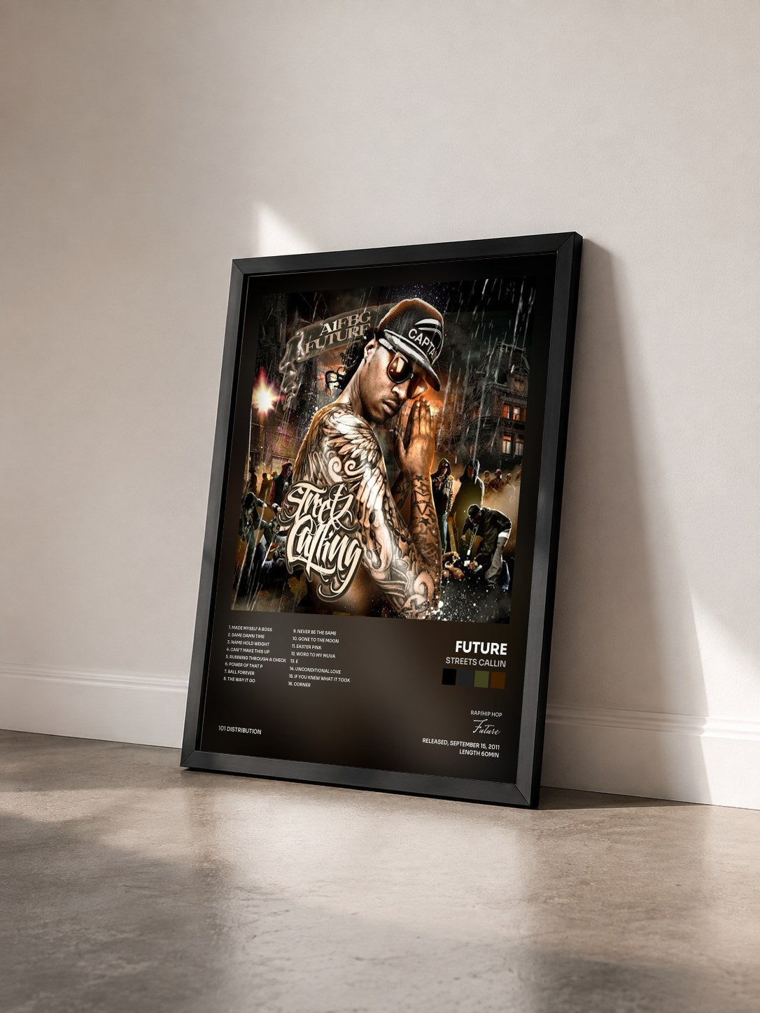 #noir Tableau de l'album Streets Callin de Future vu de trois quarts, cadre noir