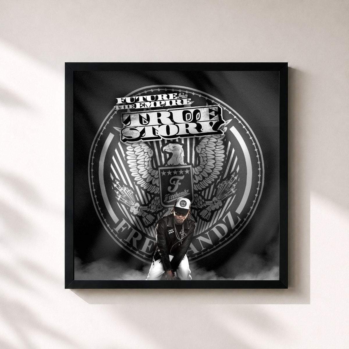 #noir Tableau carré de l'album True Story de Future, cadre noir 32x32 cm