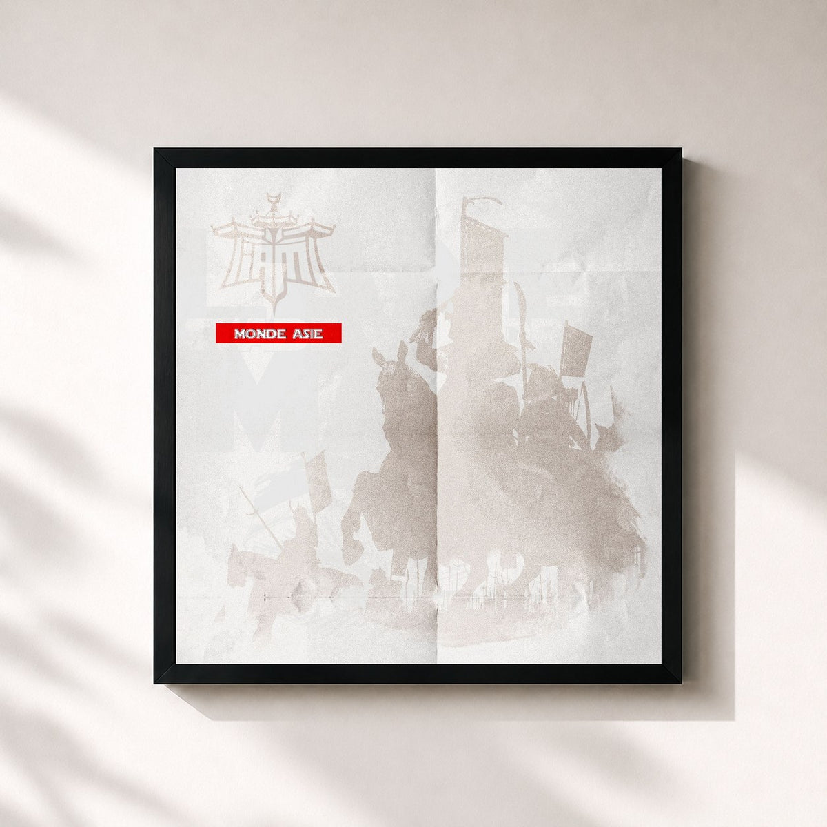 #noir Tableau carré de l'album Monde Asie de IAM, cadre noir 32x32 cm