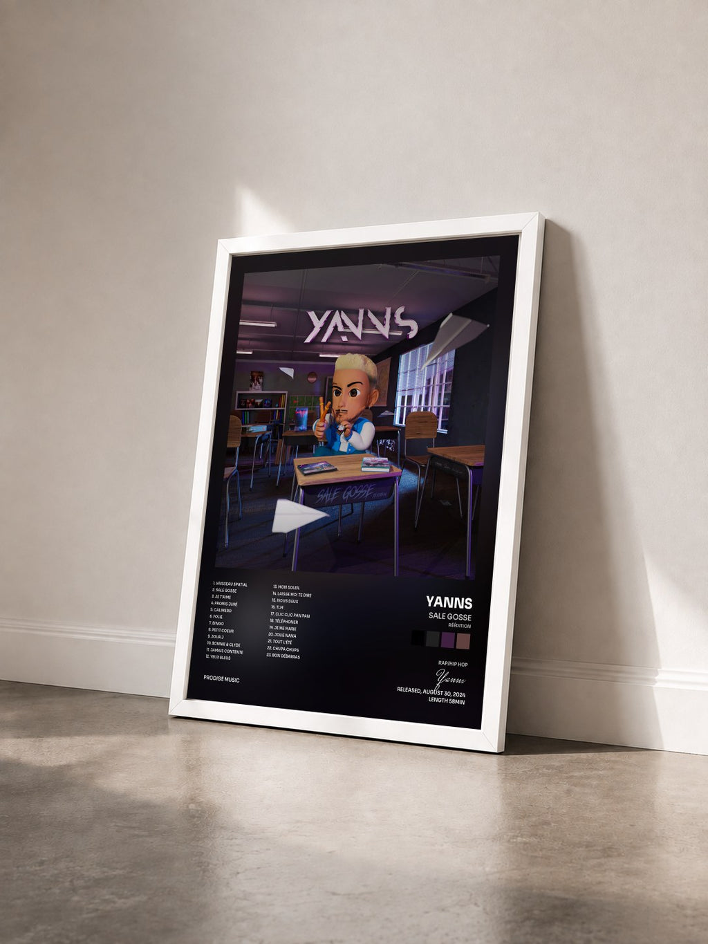 #blanc Sale gosse (Réédition) de Yanns en lámina enmarcada vista de tres cuartos, marco blanco