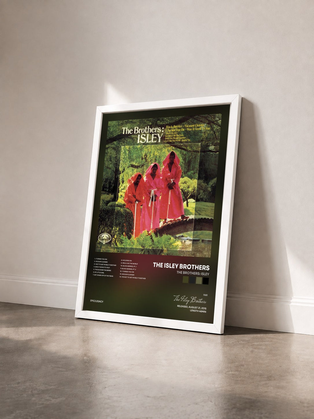 #blanc Tableau de l'album The Brothers: Isley de The Isley Brothers vu de trois quarts, cadre blanc