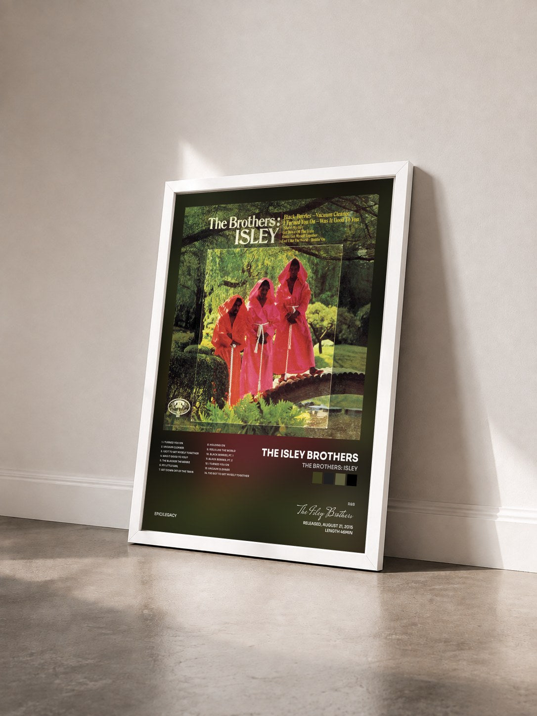 #blanc Tableau de l'album The Brothers: Isley de The Isley Brothers vu de trois quarts, cadre blanc