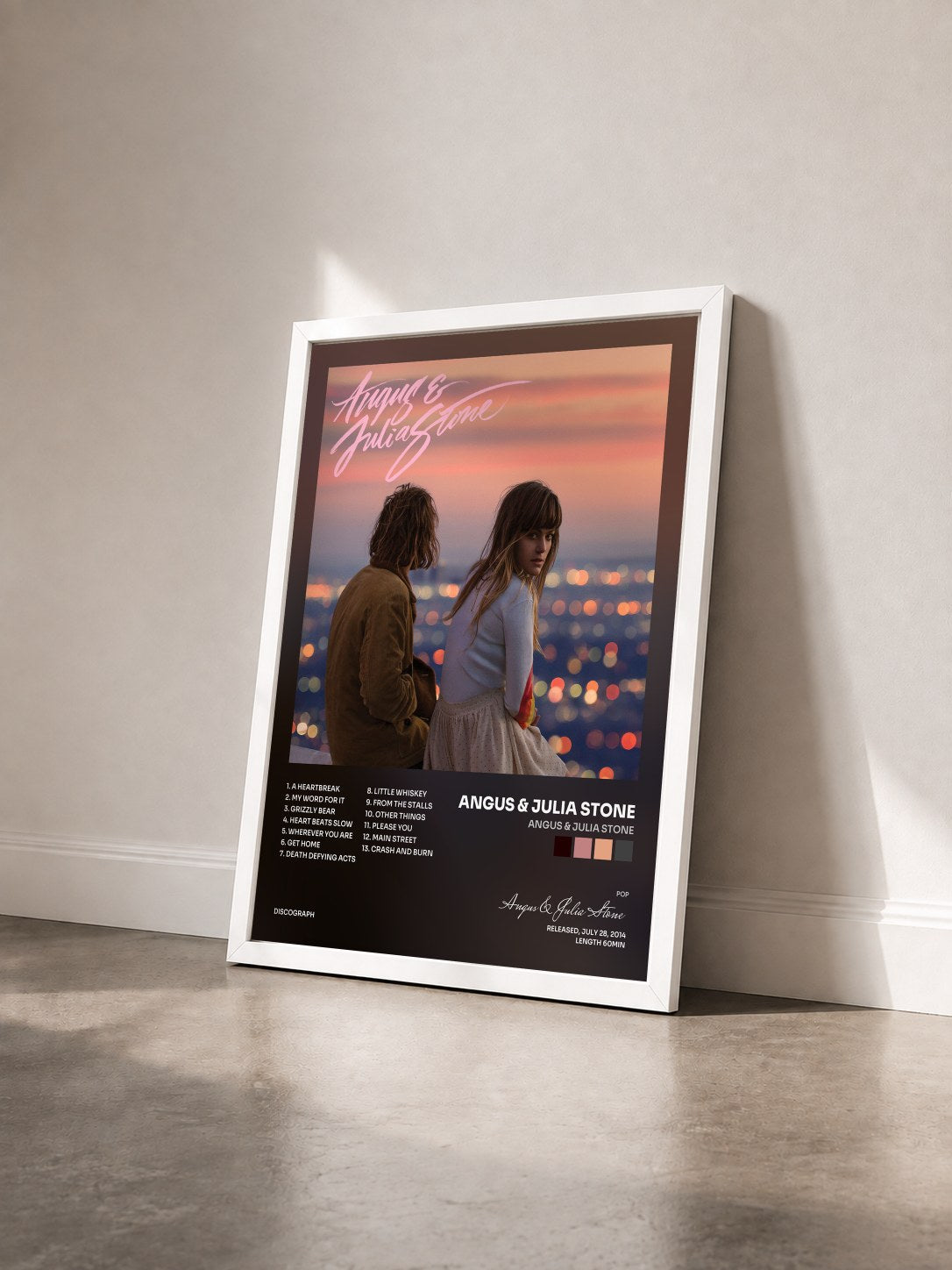 #blanc Tableau de l'album Angus & Julia Stone de Angus & Julia Stone vu de trois quarts, cadre blanc