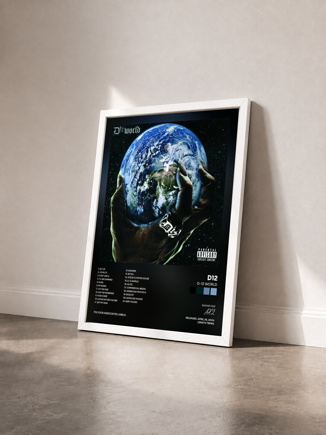 #blanc Tableau de l'album D-12 World de D12 vu de trois quarts, cadre blanc