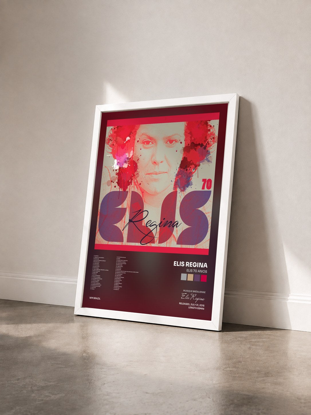 #blanc Tableau de l'album Elis 70 Anos de Elis Regina vu de trois quarts, cadre blanc