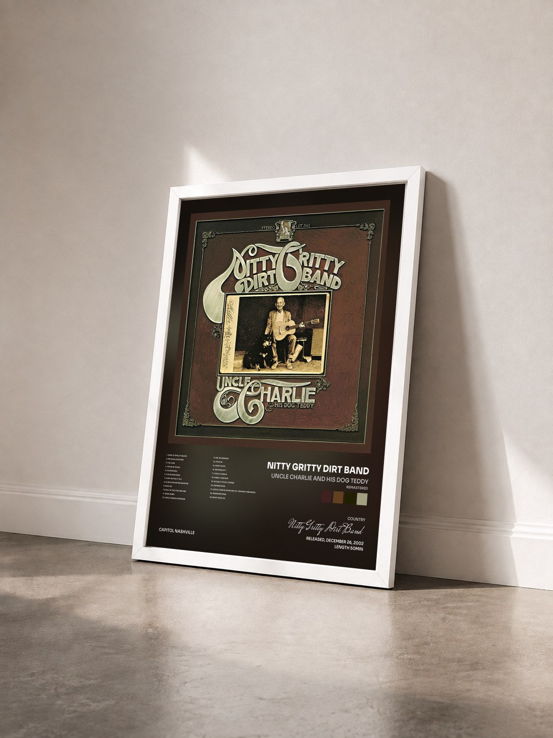 #blanc Tableau de l'album Uncle Charlie And His Dog Teddy (Remastered) de Nitty Gritty Dirt Band vu de trois quarts, cadre blanc