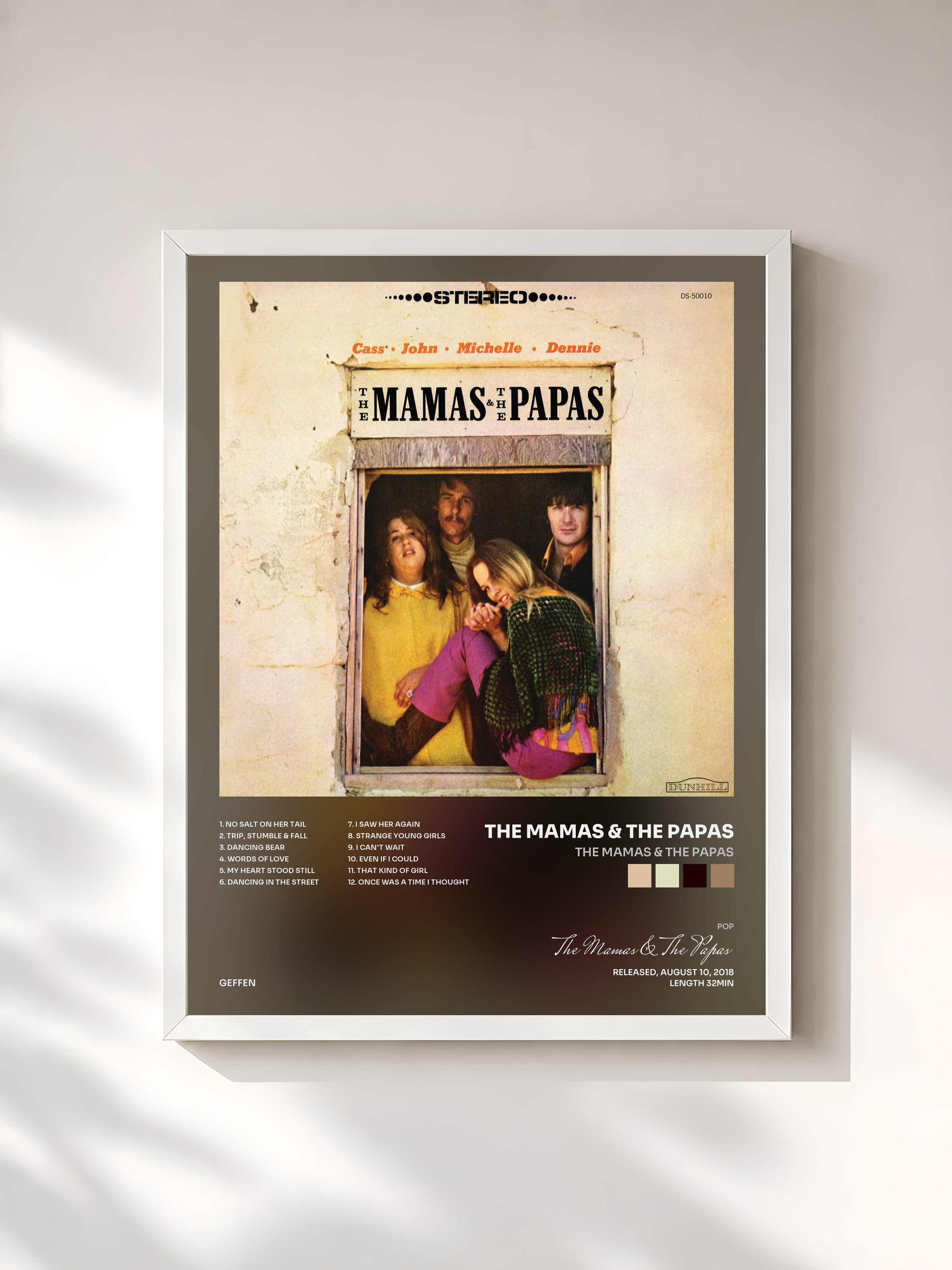 #blanc Tableau de l'album The Mamas & The Papas de The Mamas & The Papas, cadre blanc, imprimé et encadré en France