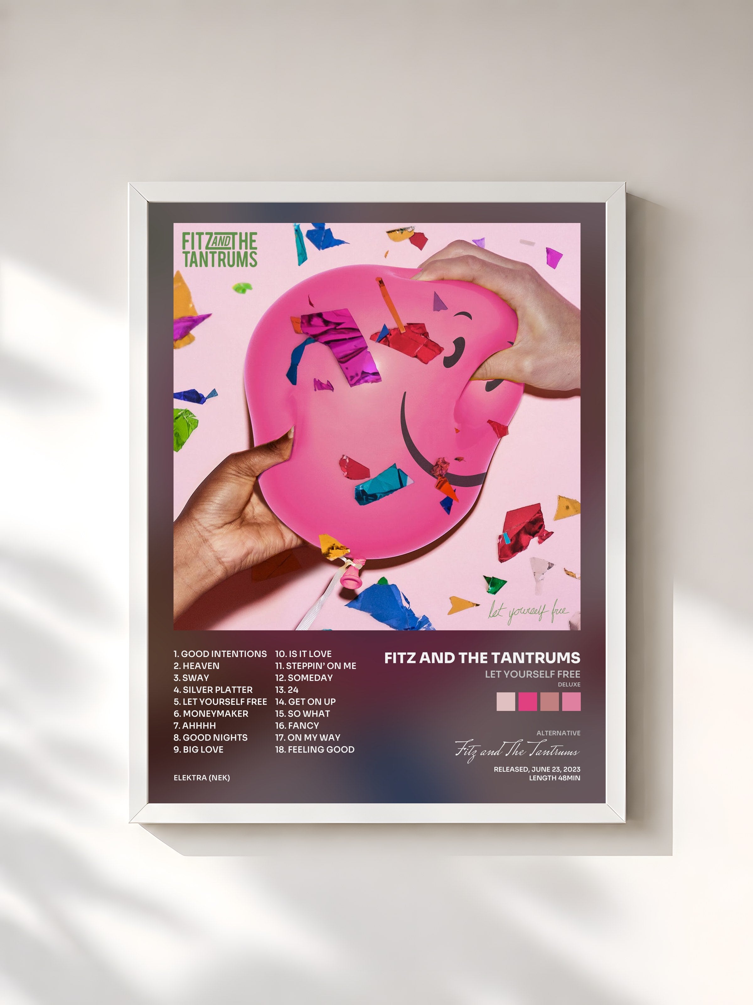#blanc Tableau de l'album Let Yourself Free (Deluxe) de Fitz and The Tantrums, cadre blanc, imprimé et encadré en France