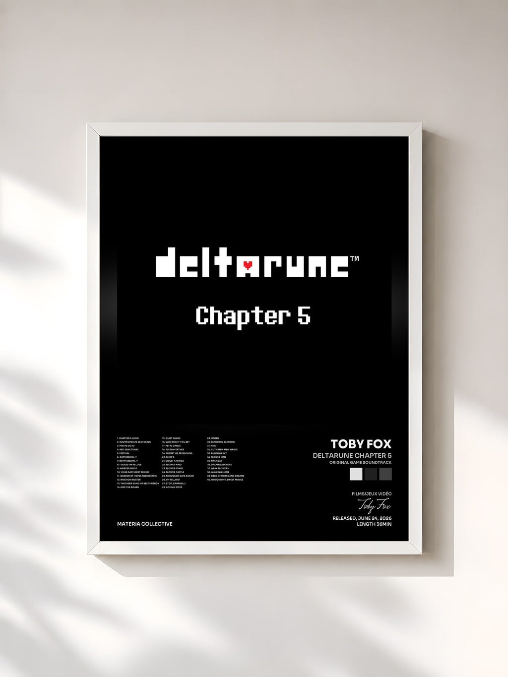 #blanc DELTARUNE Chapter 5 (Original Game Soundtrack) von Toby Fox als gerahmter Kunstdruck, weißer Rahmen, gedruckt und gerahmt in Frankreich