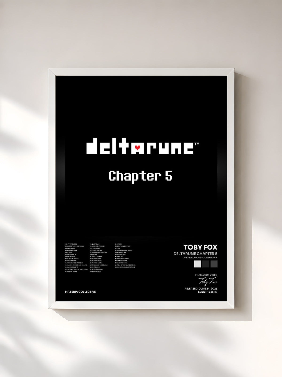 #blanc DELTARUNE Chapter 5 (Original Game Soundtrack) von Toby Fox als gerahmter Kunstdruck, weißer Rahmen, gedruckt und gerahmt in Frankreich
