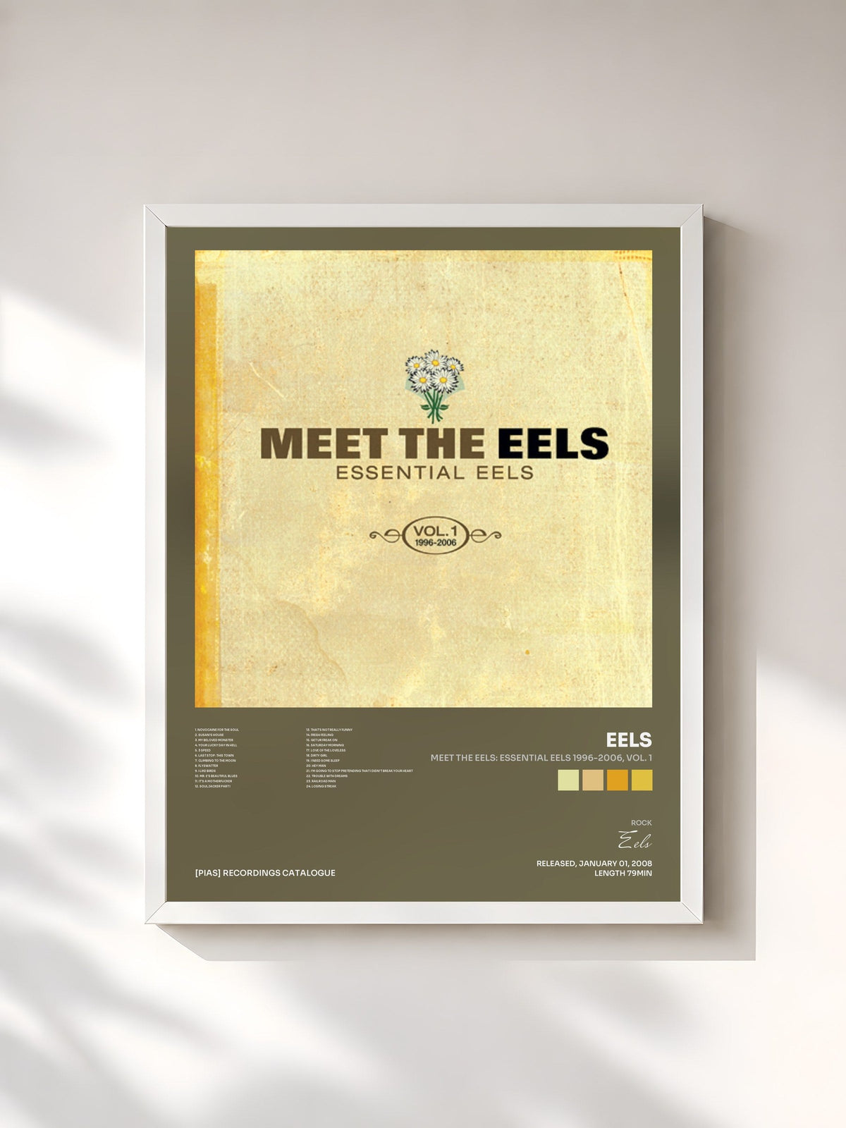 #blanc Tableau de l'album Meet The EELS: Essential EELS 1996-2006, Vol. 1 de Eels, cadre blanc, imprimé et encadré en France