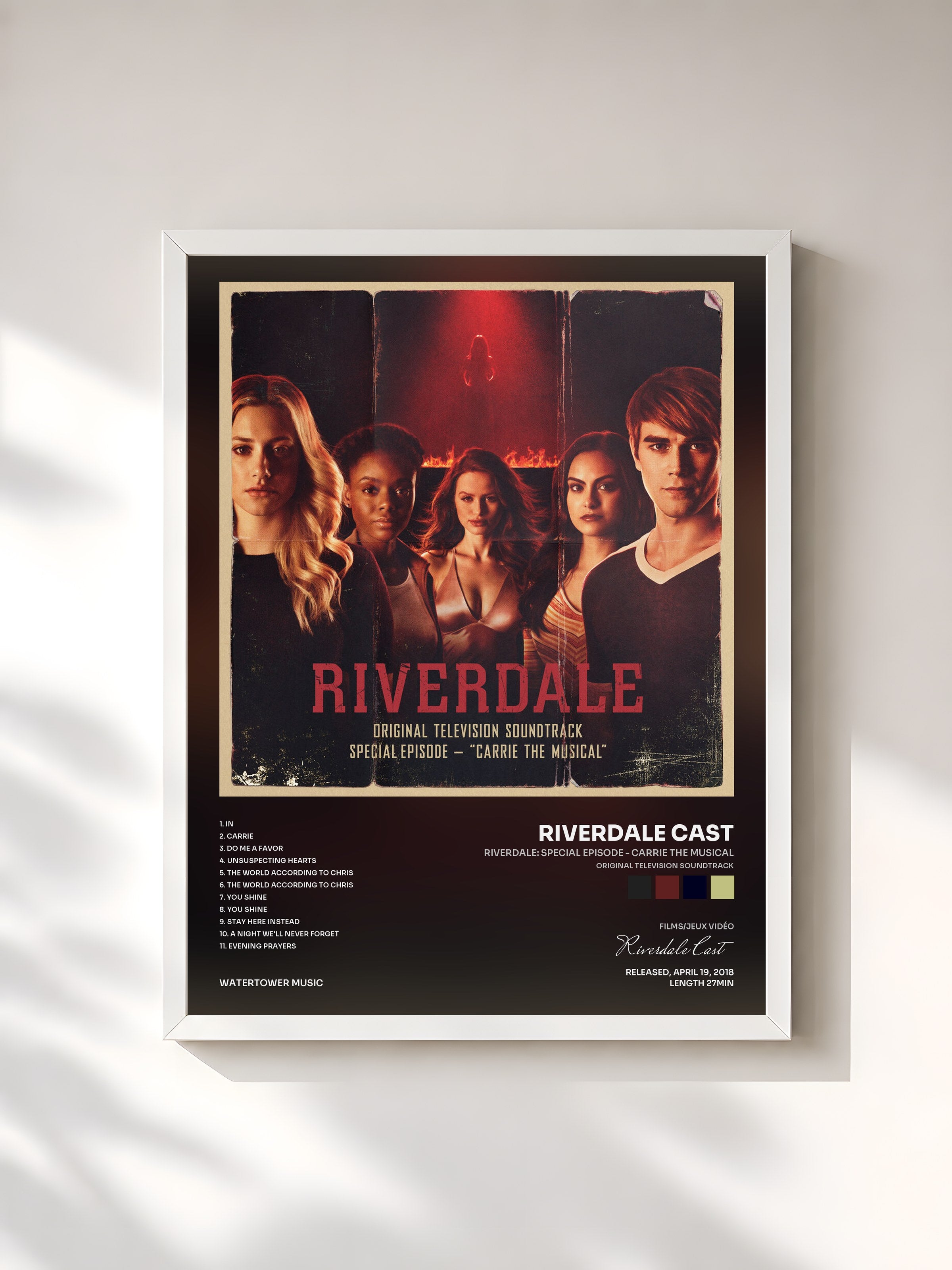 #blanc Tableau de l'album Riverdale: Special Episode - Carrie The Musical (Original Television Soundtrack) de Riverdale Cast, cadre blanc, imprimé et encadré en France