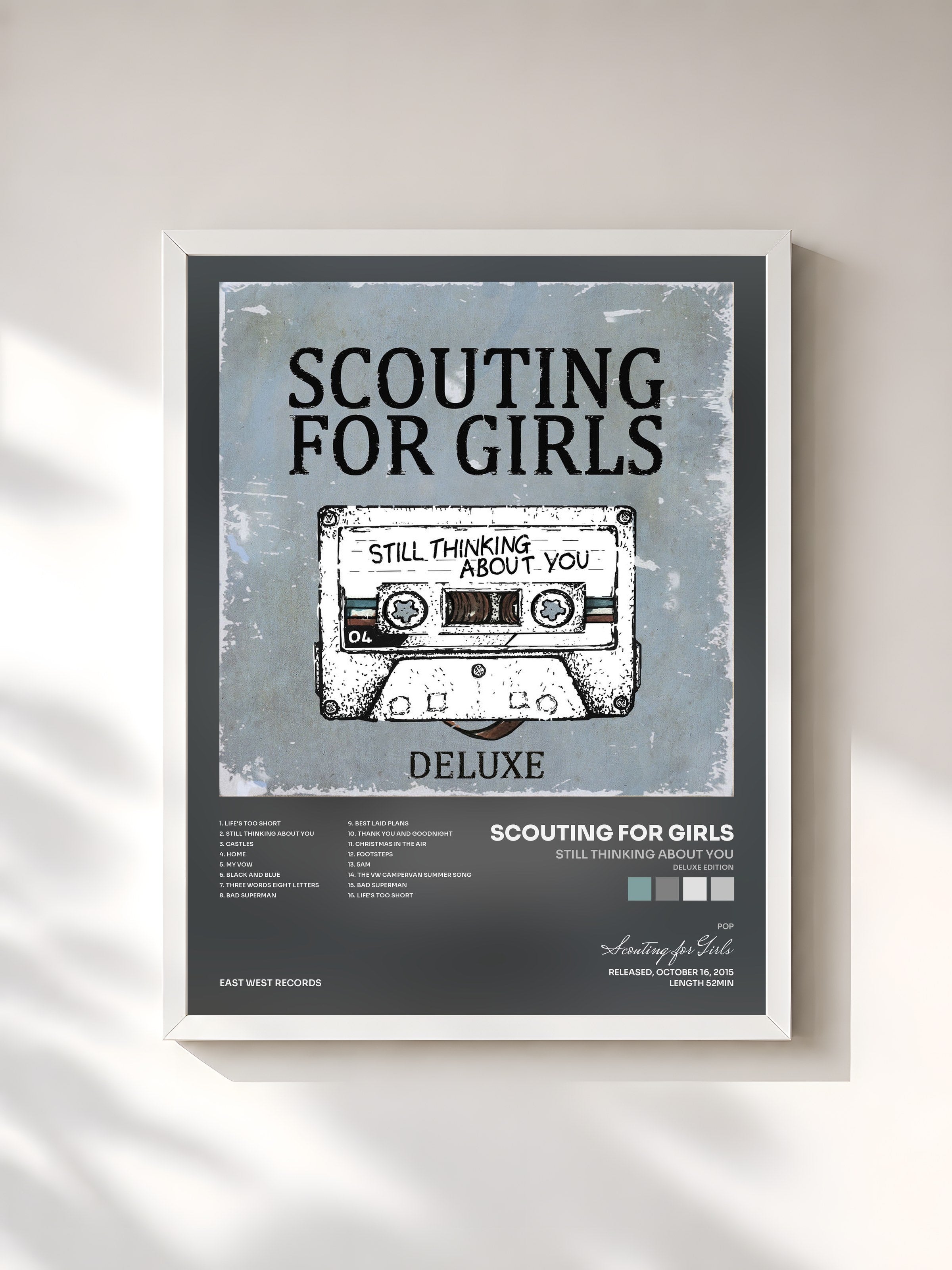 #blanc Tableau de l'album Still Thinking About You (Deluxe Edition) de Scouting for Girls, cadre blanc, imprimé et encadré en France