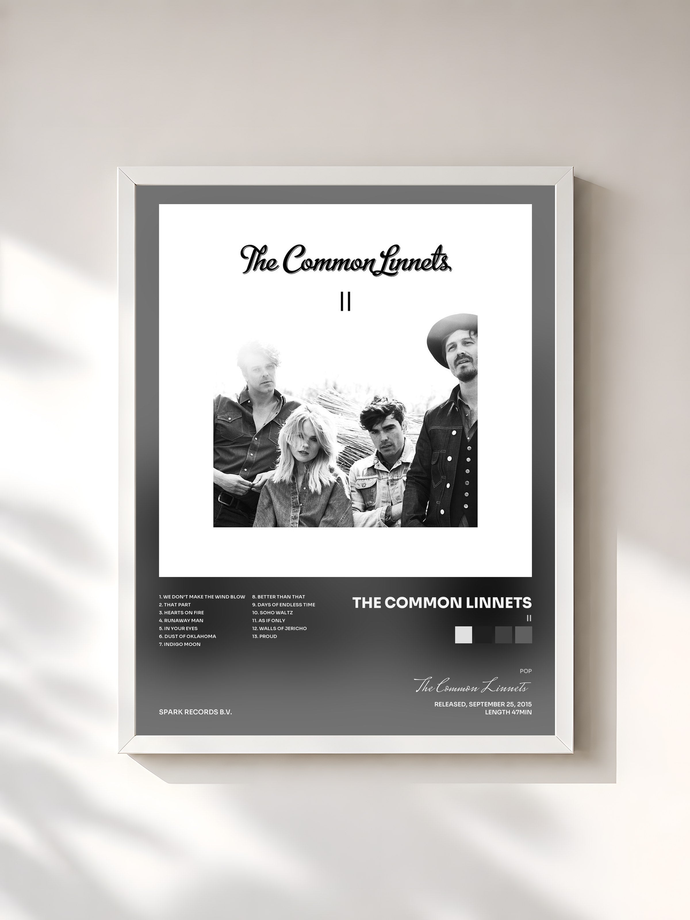 #blanc Tableau de l'album II de The Common Linnets, cadre blanc, imprimé et encadré en France