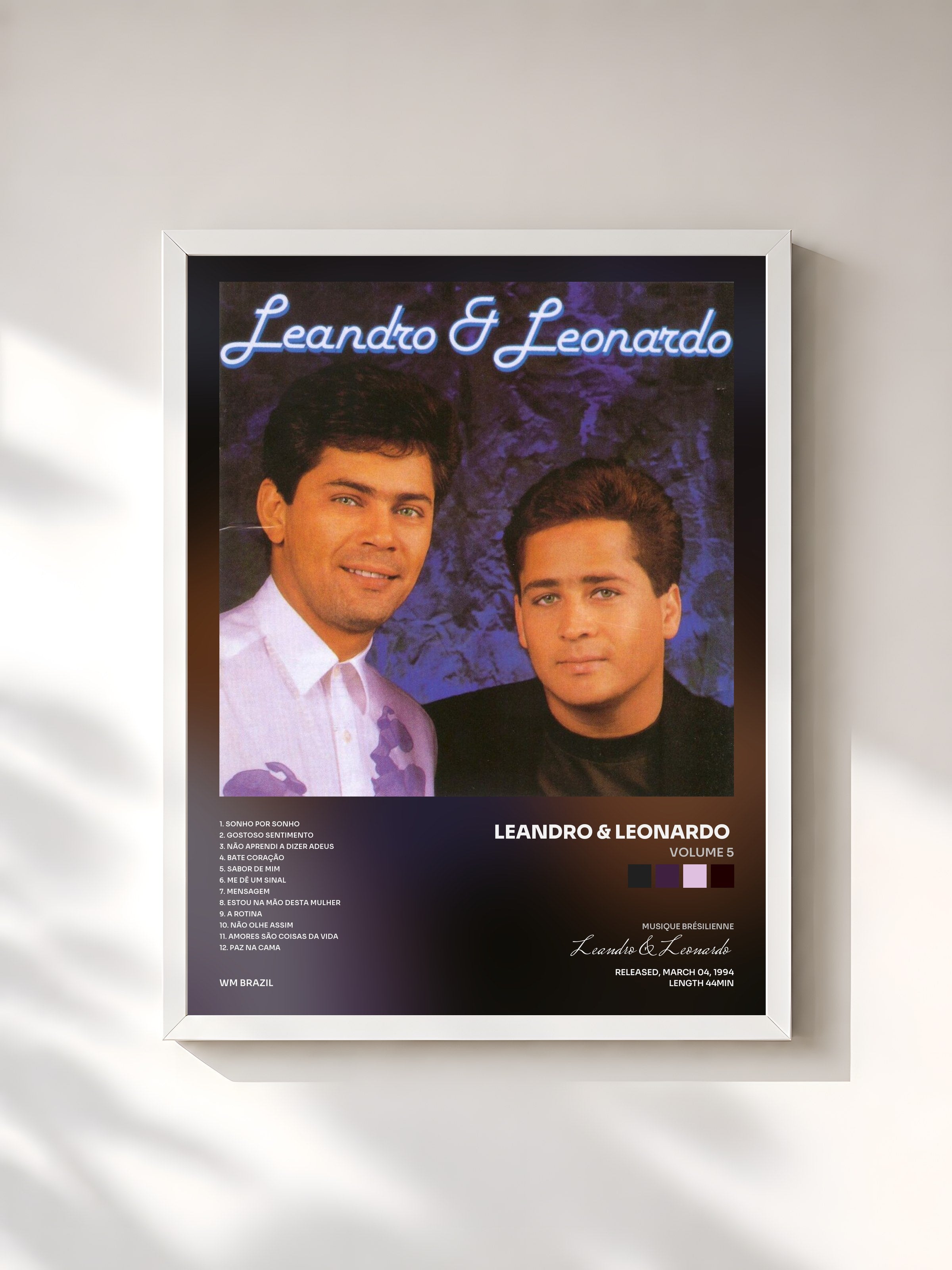 #blanc Tableau de l'album Volume 5 de Leandro & Leonardo , cadre blanc, imprimé et encadré en France