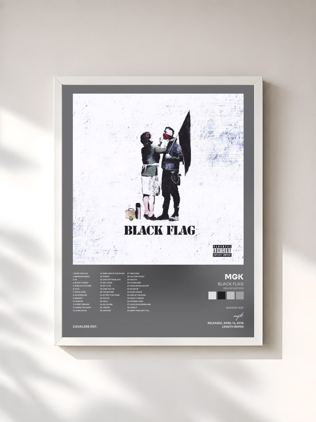 #blanc Tableau de l'album Black Flag (Deluxe Edition) de mgk, cadre blanc, imprimé et encadré en France