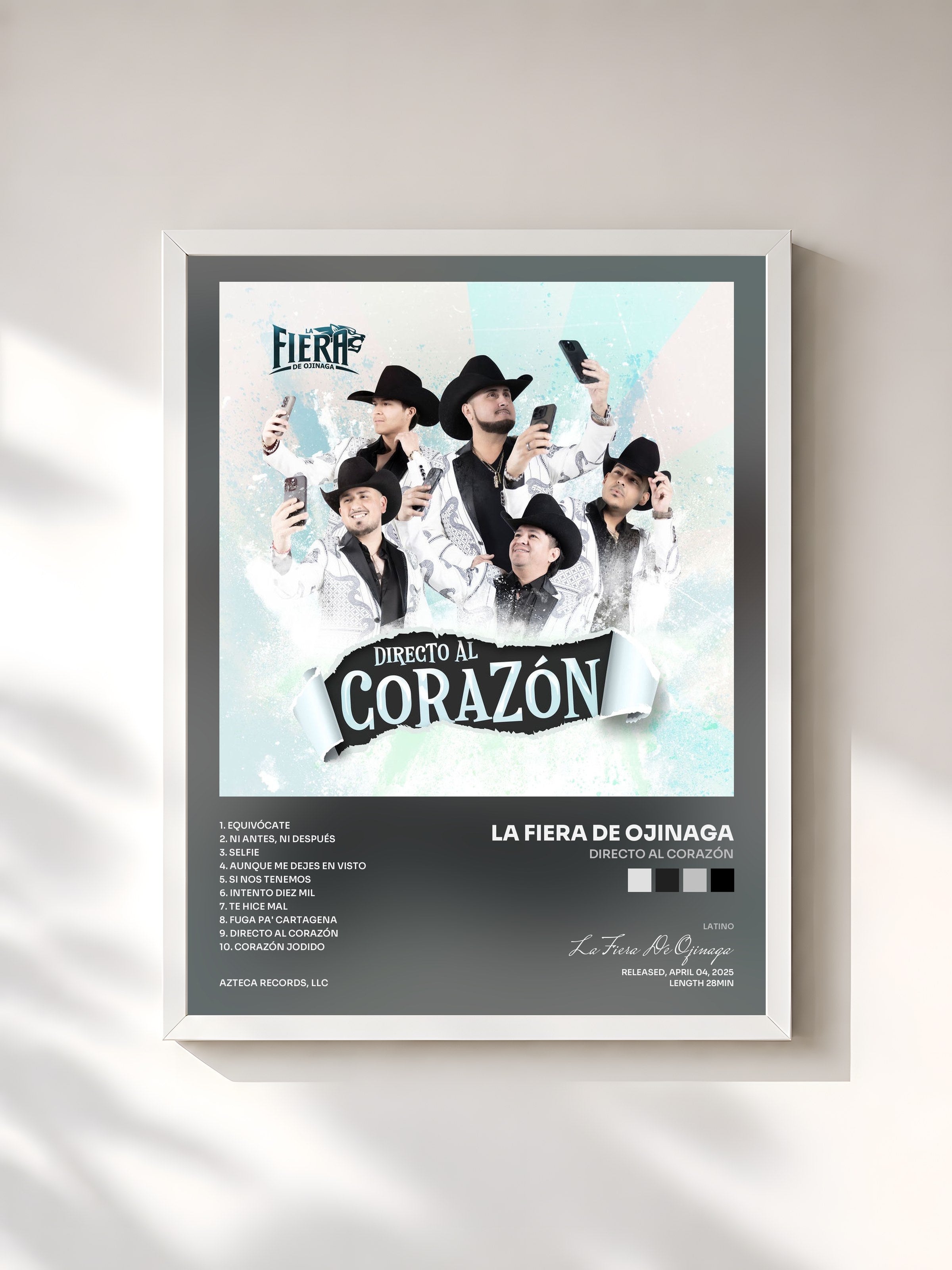 #blanc Tableau de l'album Directo Al Corazón de La Fiera De Ojinaga, cadre blanc, imprimé et encadré en France