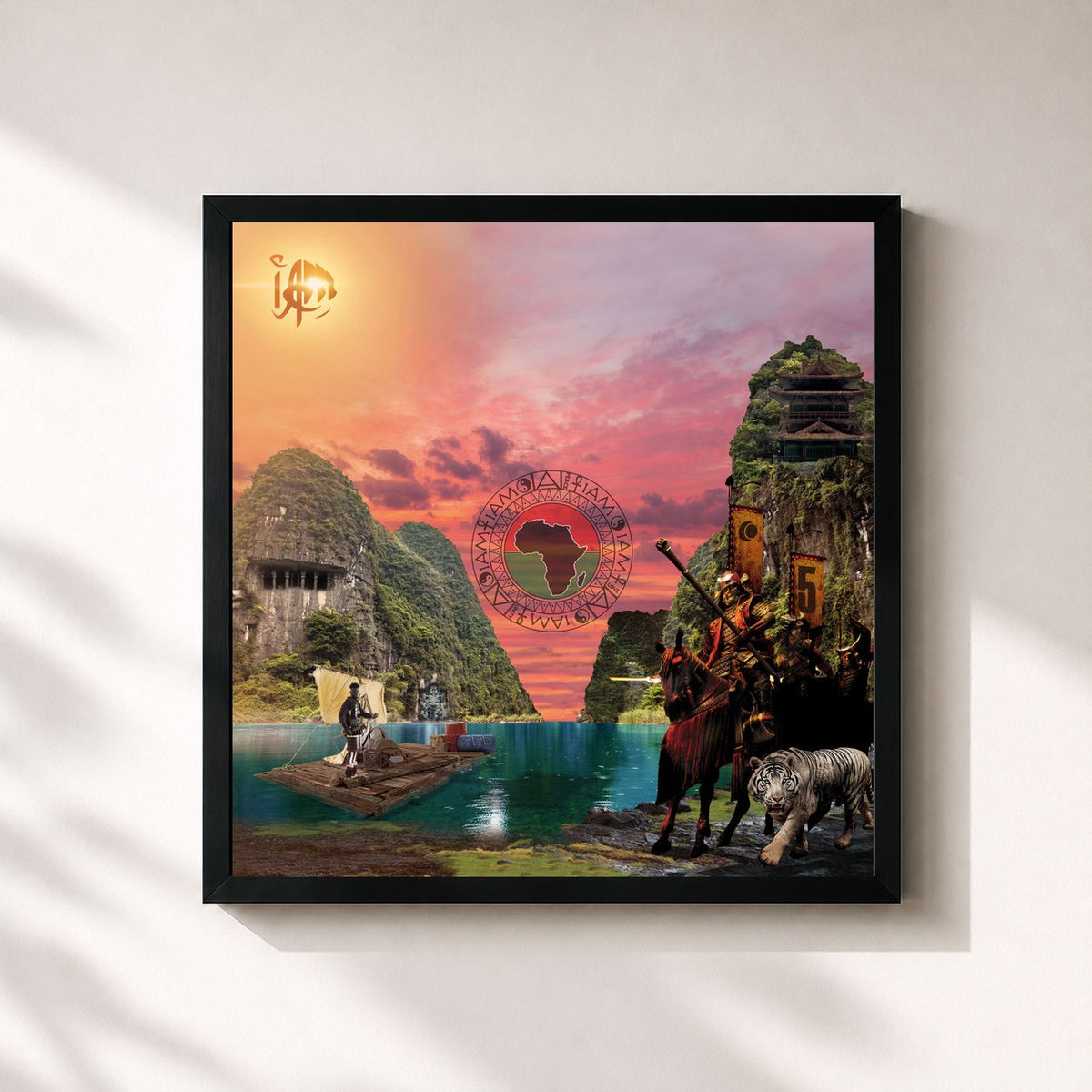 #noir Tableau carré de l'album Rimes essentielles de IAM, cadre noir 32x32 cm