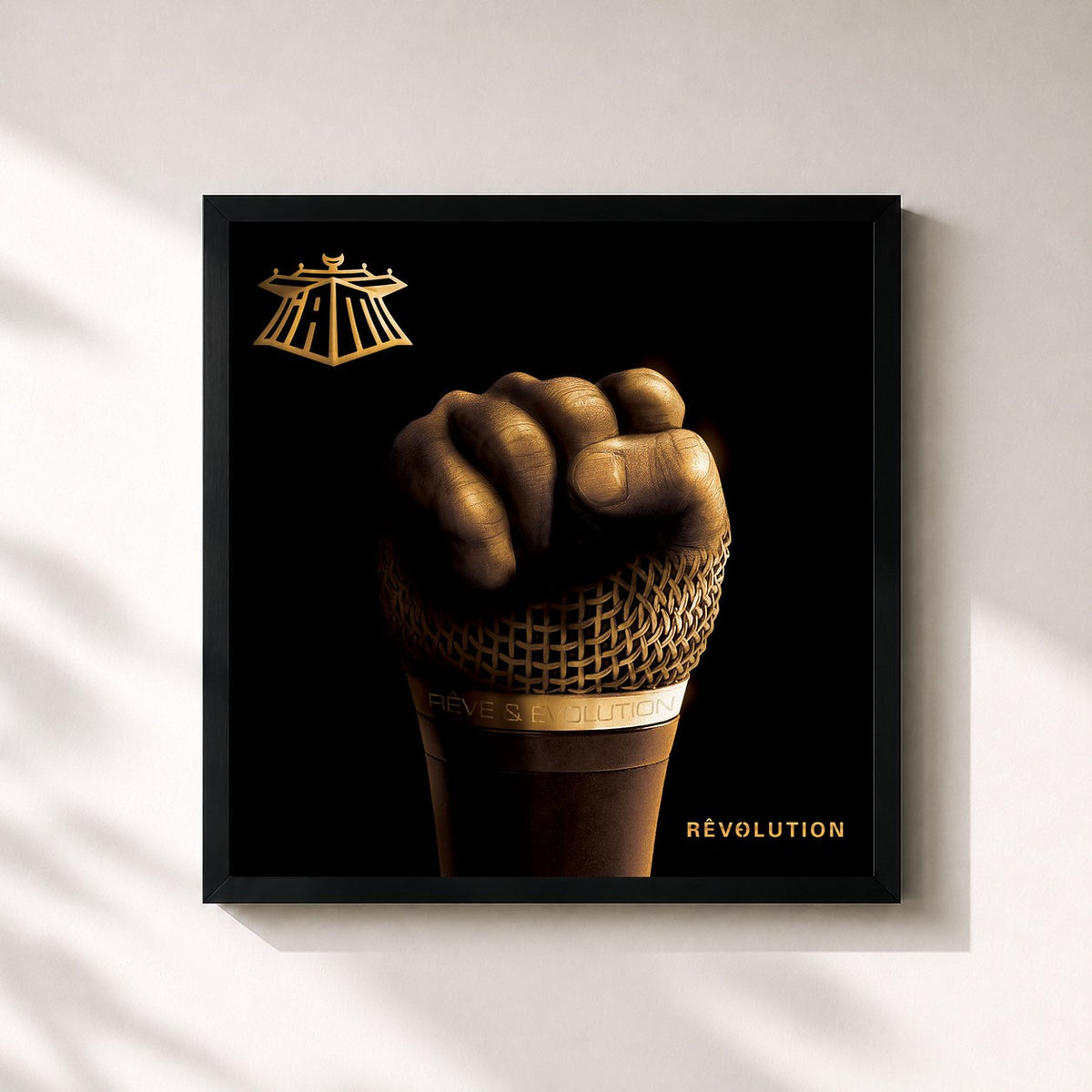 #noir Tableau carré de l'album Rêvolution de IAM, cadre noir 32x32 cm