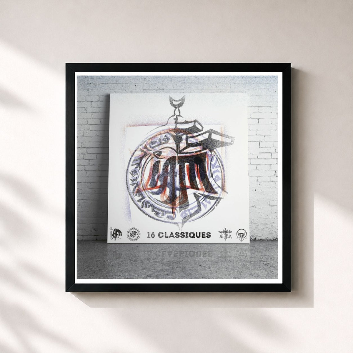 #noir Tableau carré de l'album 16 classiques de IAM, cadre noir 32x32 cm