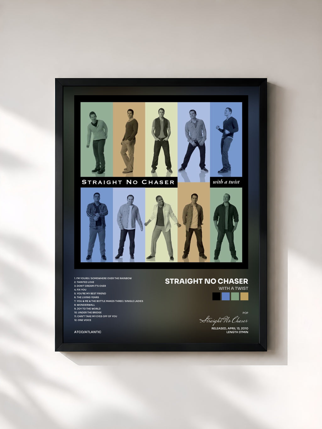 #noir Tableau de l'album With a Twist de Straight No Chaser, cadre noir, imprimé et encadré en France