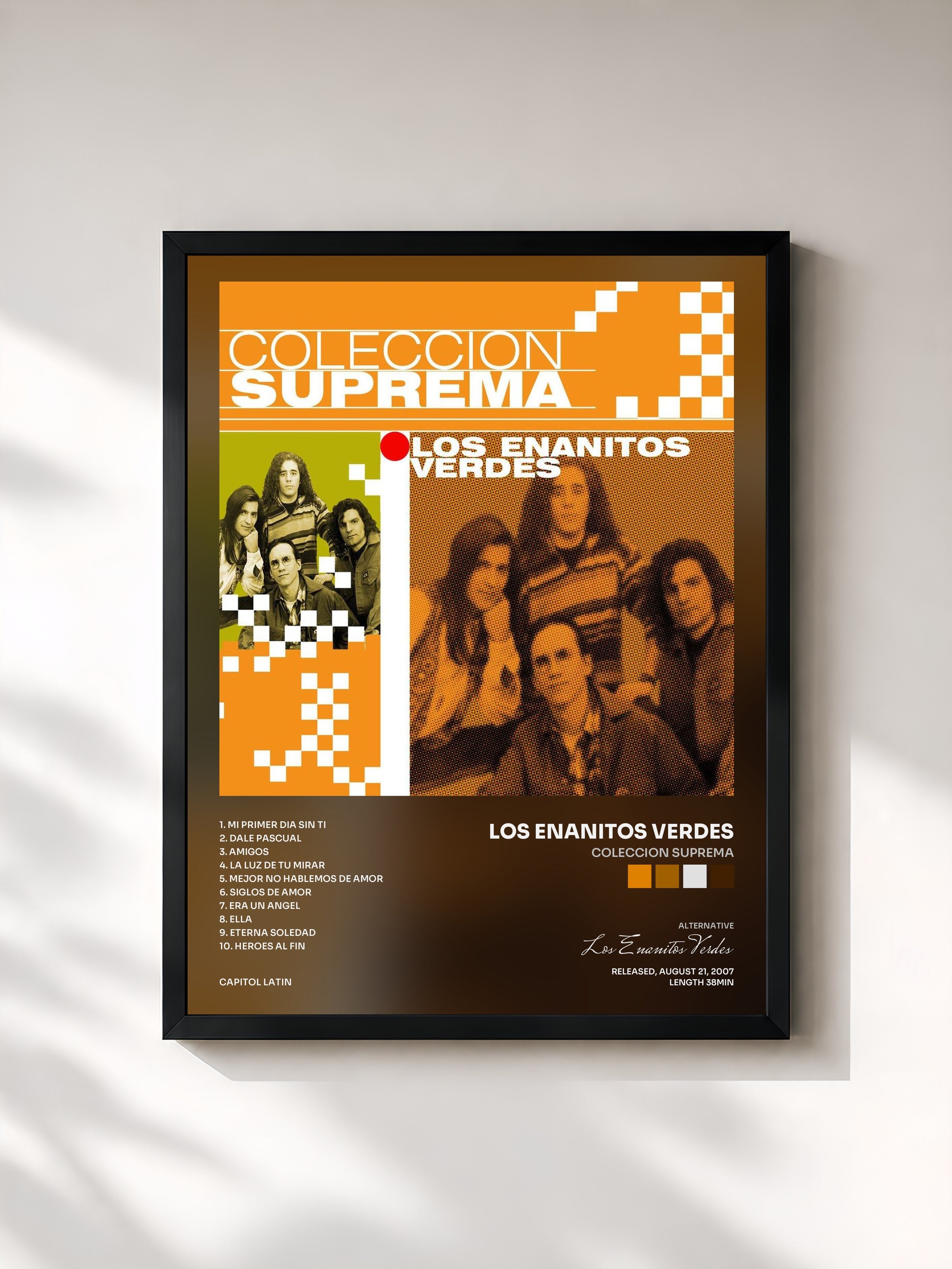 #noir Tableau de l'album Coleccion Suprema de Los Enanitos Verdes, cadre noir, imprimé et encadré en France