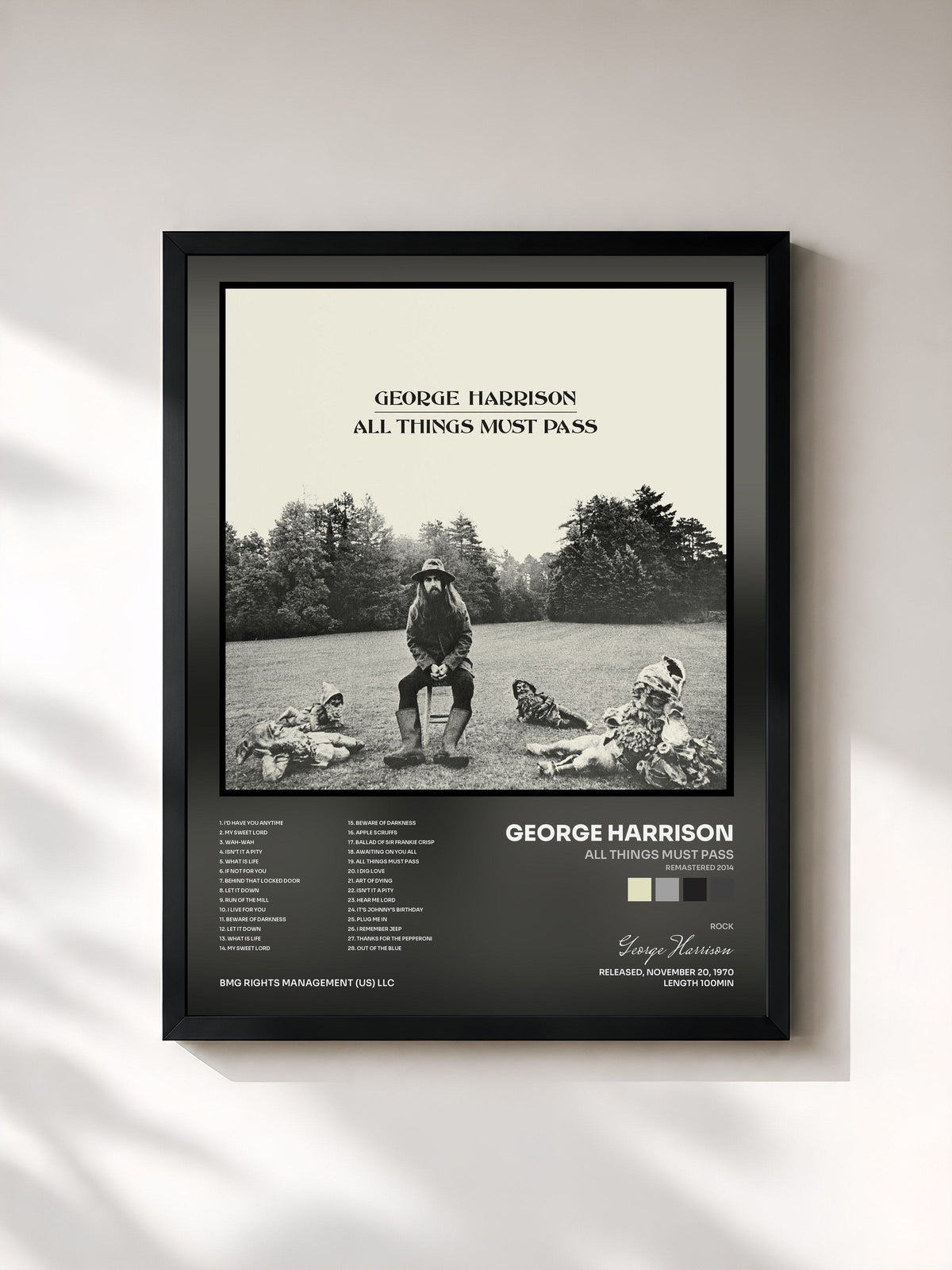 #noir Tableau de l'album All Things Must Pass (Remastered 2014) de George Harrison, cadre noir, imprimé et encadré en France