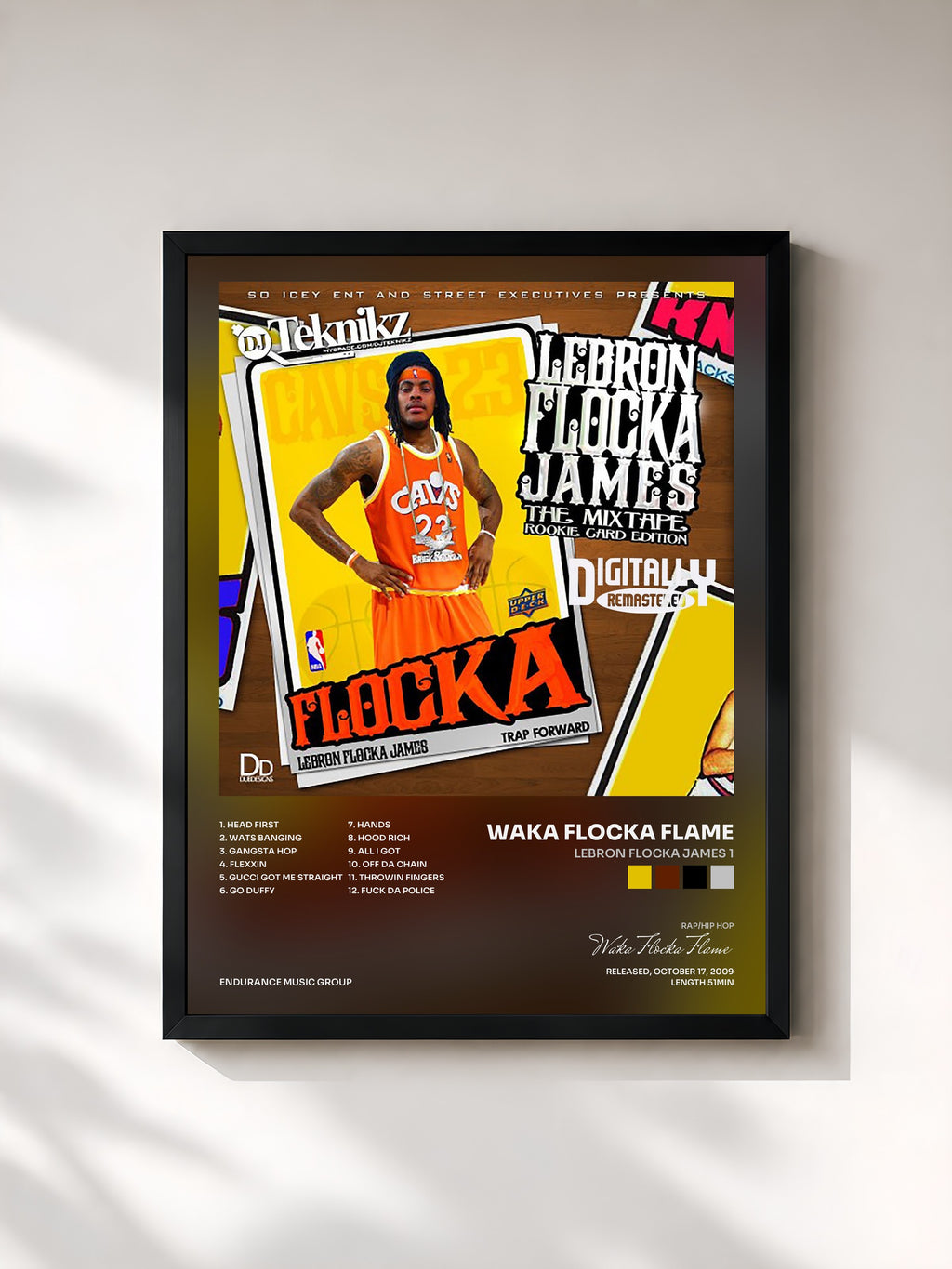 #noir Tableau de l'album LeBron Flocka James 1 de Waka Flocka Flame, cadre noir, imprimé et encadré en France